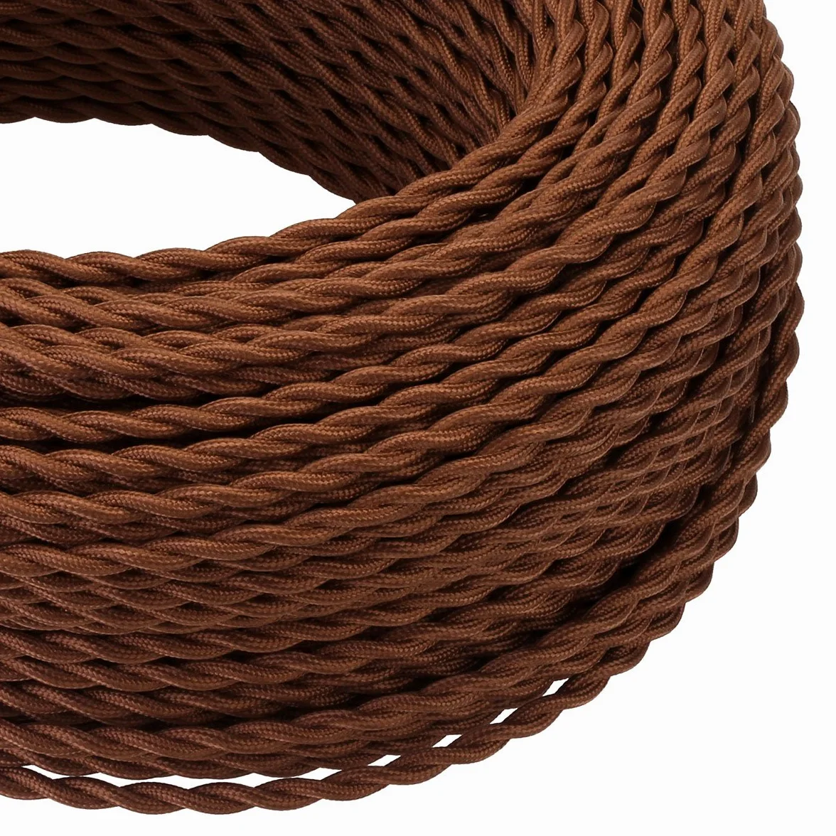 GreenSun Kabel zasilający, tekstylny, 3-żyłowy, 20 m, 3 x 0,75 mm², kabel tekstylny, oplot tekstylny, kabel zasilający, 3-biegunowy, 3-żyłowy kabel elektryczny, kabel do lampy, do lamp, kolor kawowy