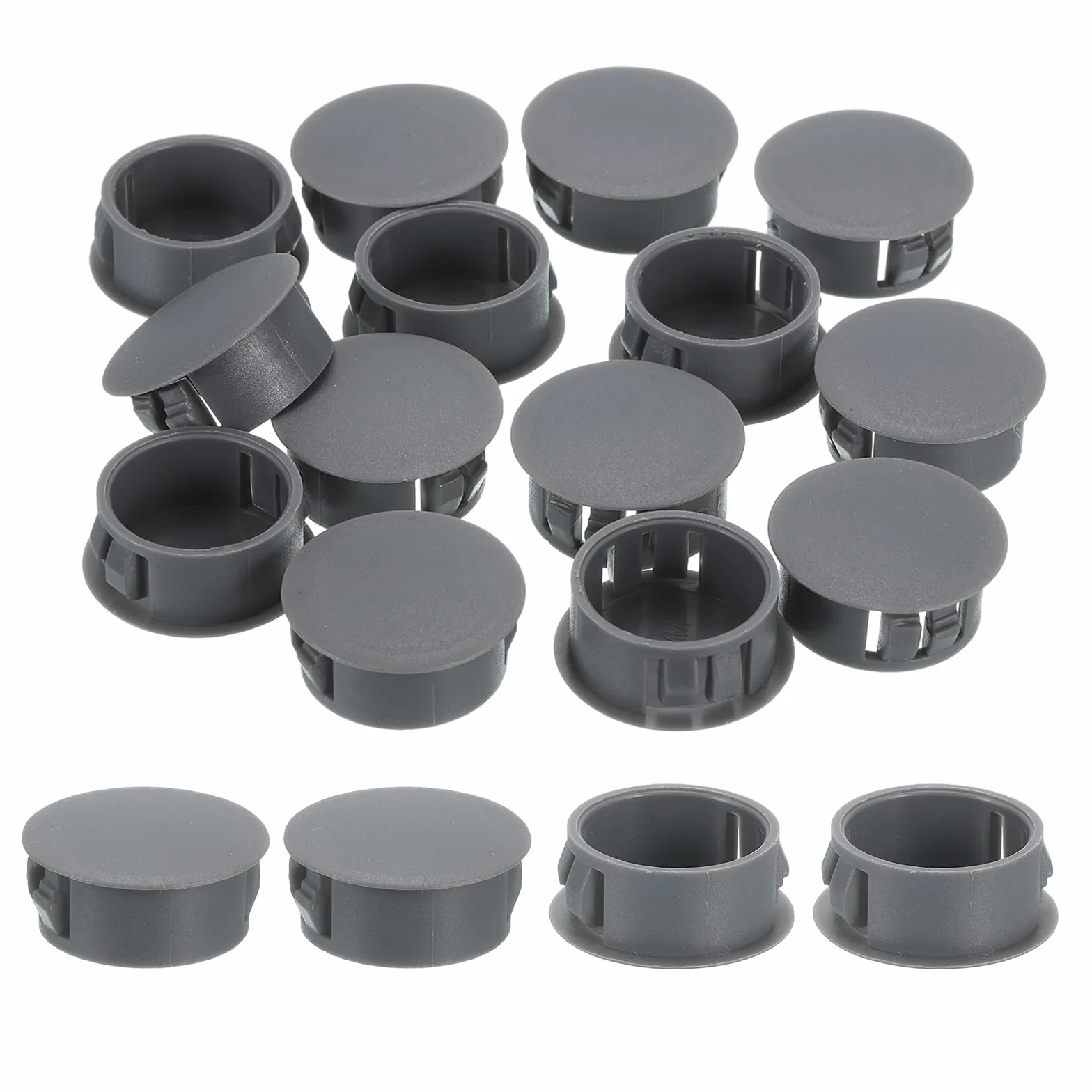 QUARKZMAN 18 sztuk 22 mm (7/8") zaślepki do otworów, nylonowe zaślepki zaślepki, szare, okrągłe zamknięcie zatrzaskowe, otwory do wiercenia otworów do szafek, maszyn, mebli