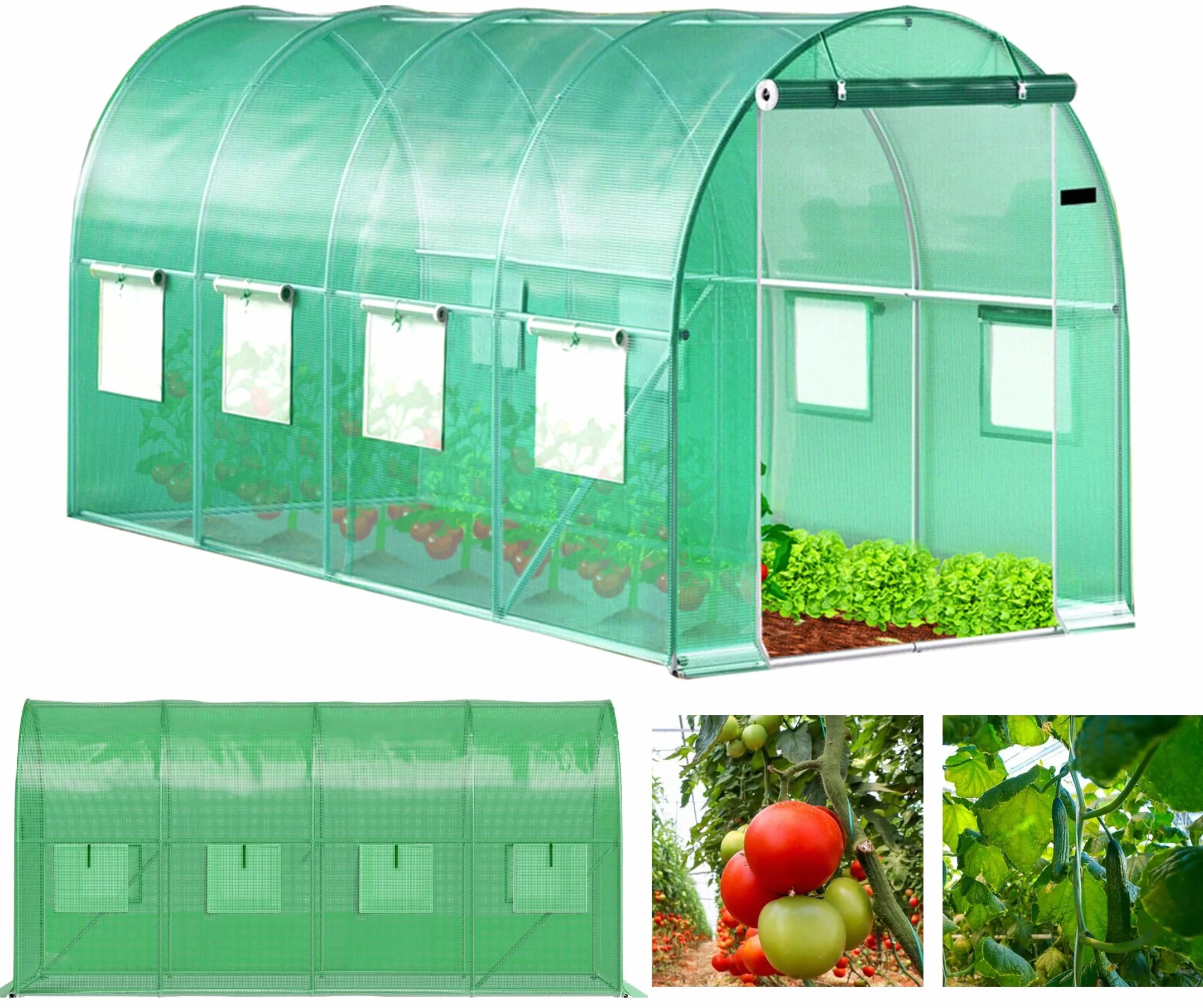 Tunel ogrodowy zielony foliowy szklarnia folia 4x2x2m 8m²
