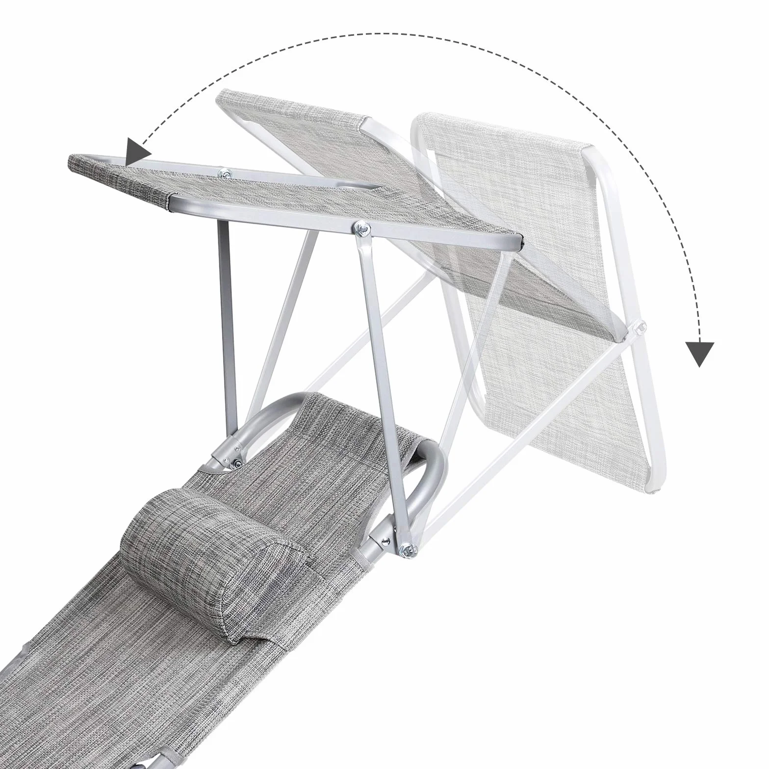 SONGMICS GCB19T składany leżak plażowy 53x193x29 cm obciążenie 150 kg ochrona przed słońcem szary melanż