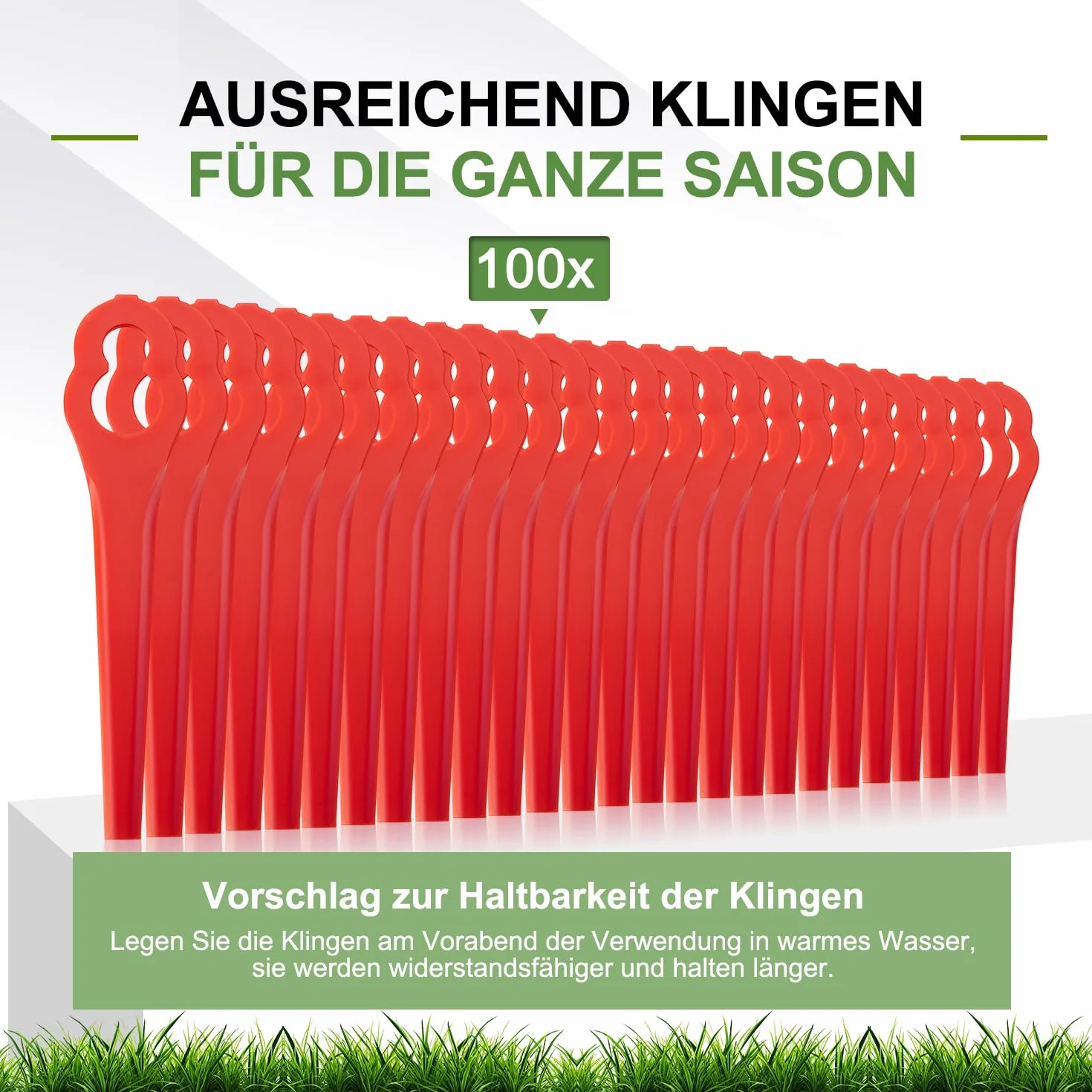 Wymienne noże do podkaszarki MASKO/LUX-TOOLS A-RT-20/26, plastikowe, 100 sztuk