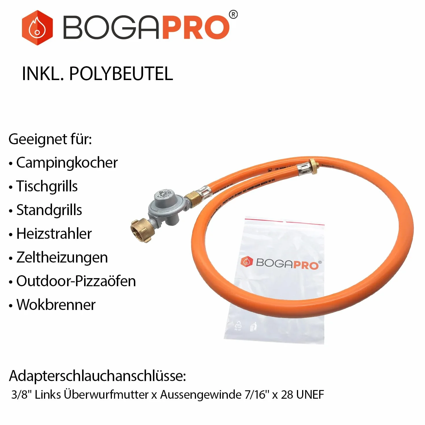 Adapter-wąż z regulatorem gazu EN417 do butli gazowych