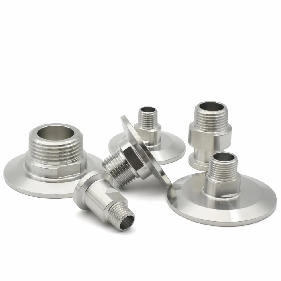 Adapter prosty z gwintem męskim i potrójnym zaciskiem ze stali nierdzewnej(1inchx64mm)