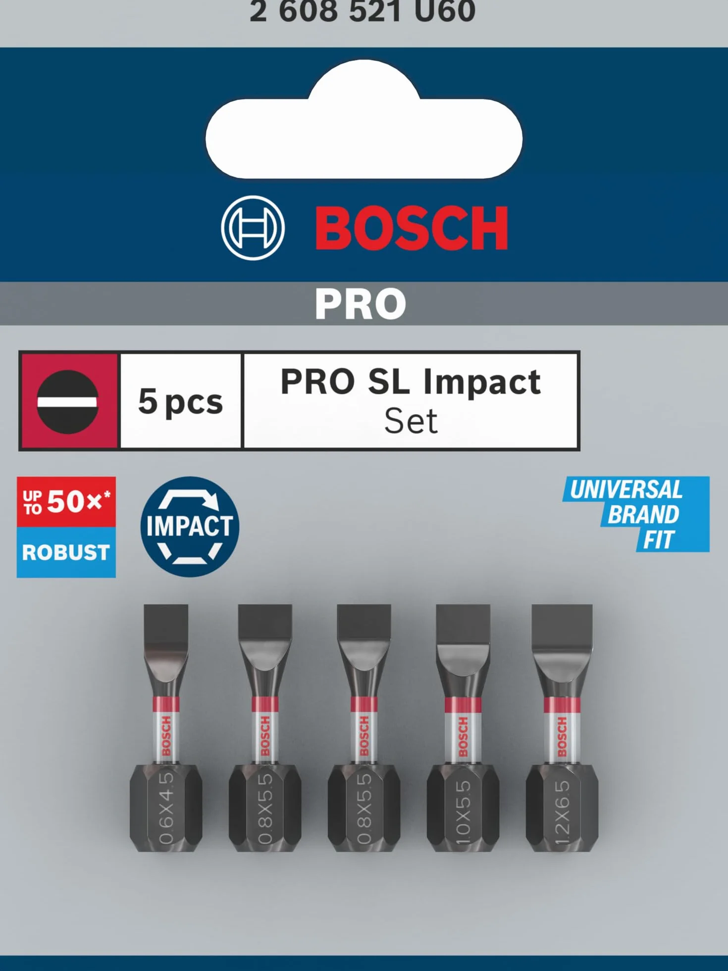 Bosch 5x Bit PRO Slotted Impact (100 x 75 mm, Professional Akcesoria Śrubokręt, Śrubokręt)