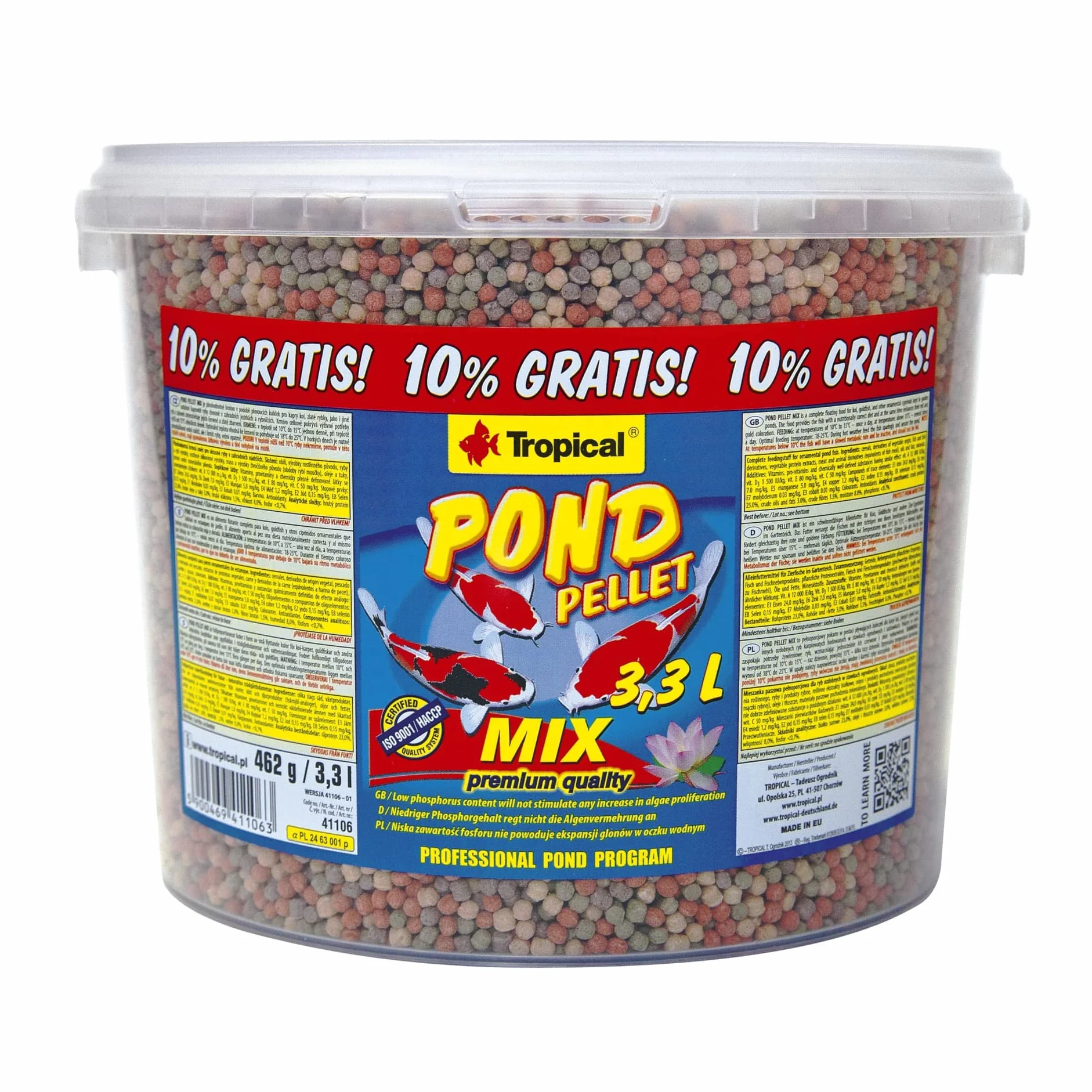 Tropical Pływający pokarm podstawowy dla ryb POND PELLET MIX 3,3L 462g