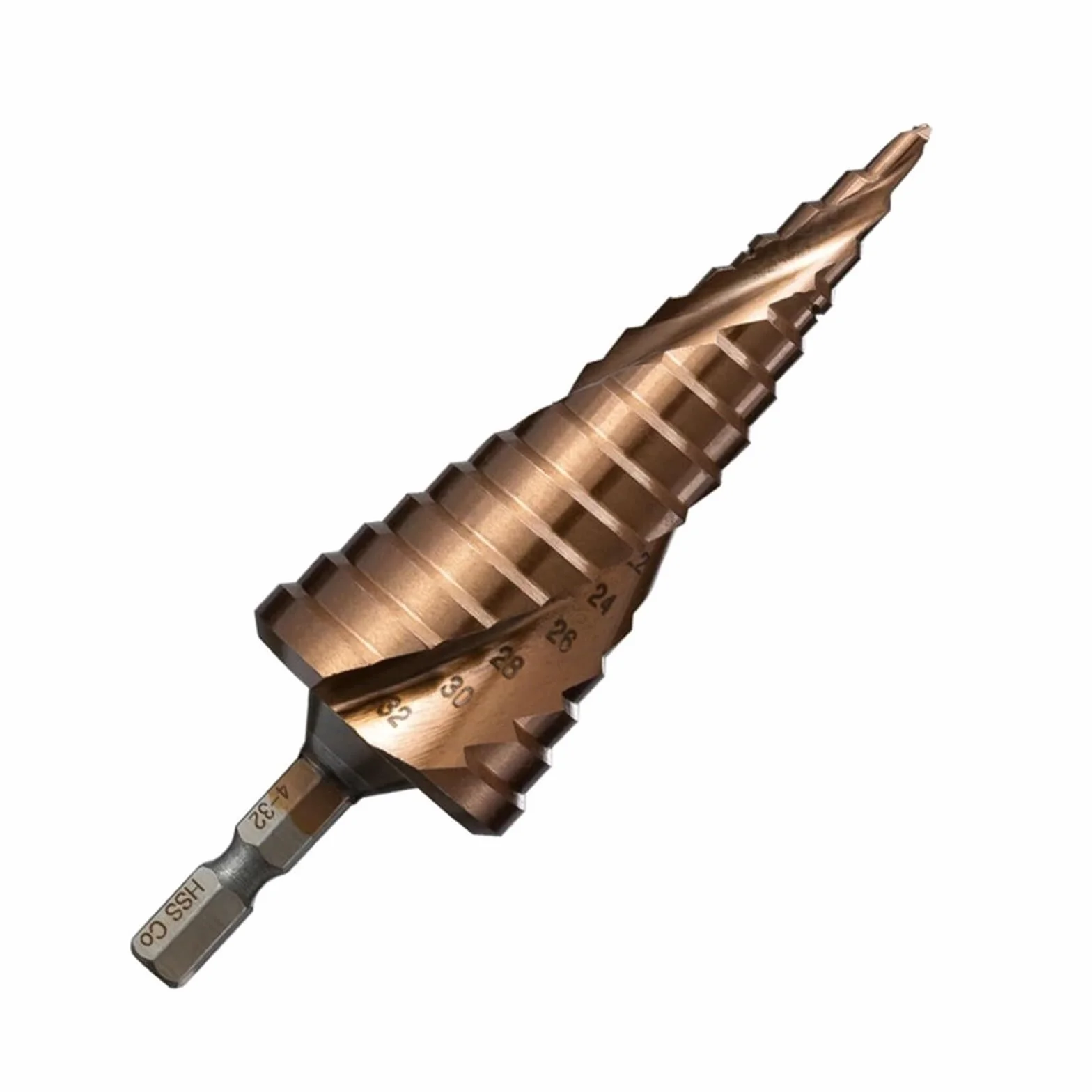 Wiertła do metalu, Wiertło spiralne z rowkiem, Wiertło stopniowe M35 5% kobaltu Wiertło HSS Co Cone Hex Shank do metalu(6 24mm)