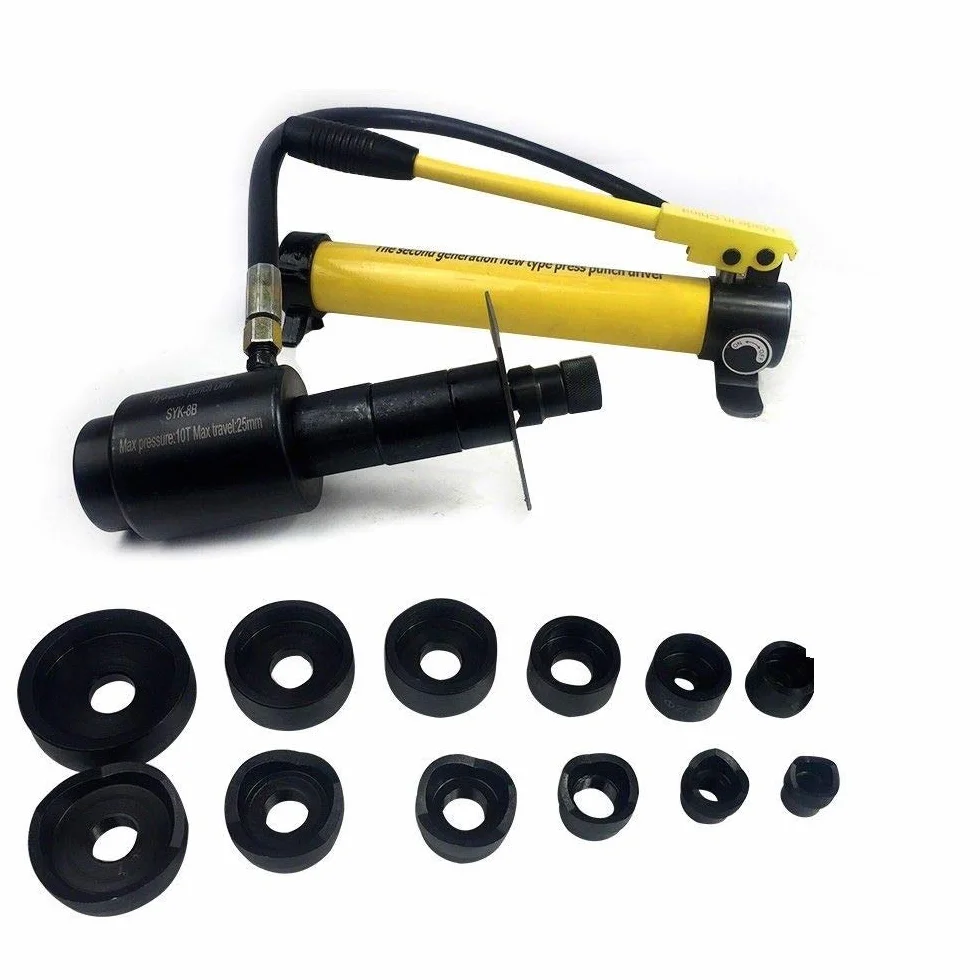 Hydrauliczne otwornice do blachy, 22 – 60 mm, cylindry, pompa hydrauliczna, zestaw narzędzi w walizce, zestaw narzędzi hydraulicznych, zestaw narzędzi do wybijania metalu, pompy 10T do metalurgii, benzyny, urządzeń elektrycznych!