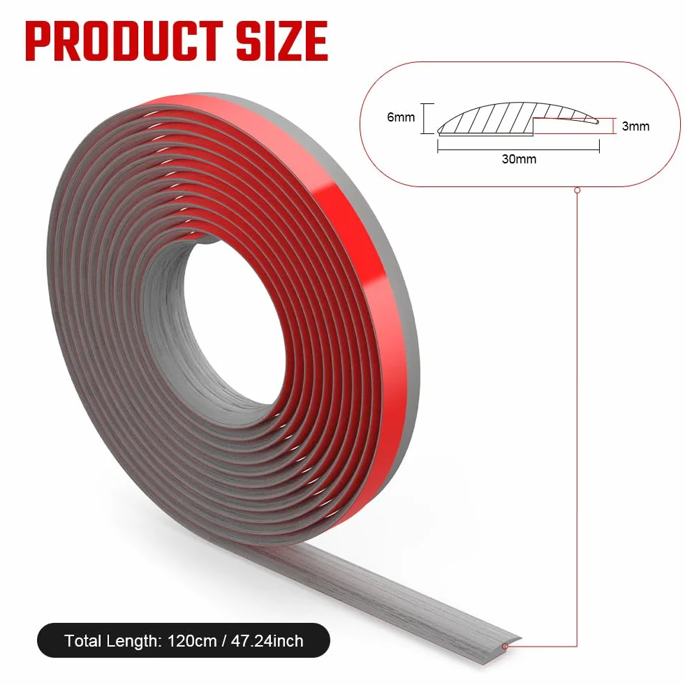 Flintronic Listwa przejściowa do podłóg laminowanych, 1,2 m, PCW, listwa przejściowa, progowa, do łączenia podłogi, dywanu, słojów drewna 3 mm