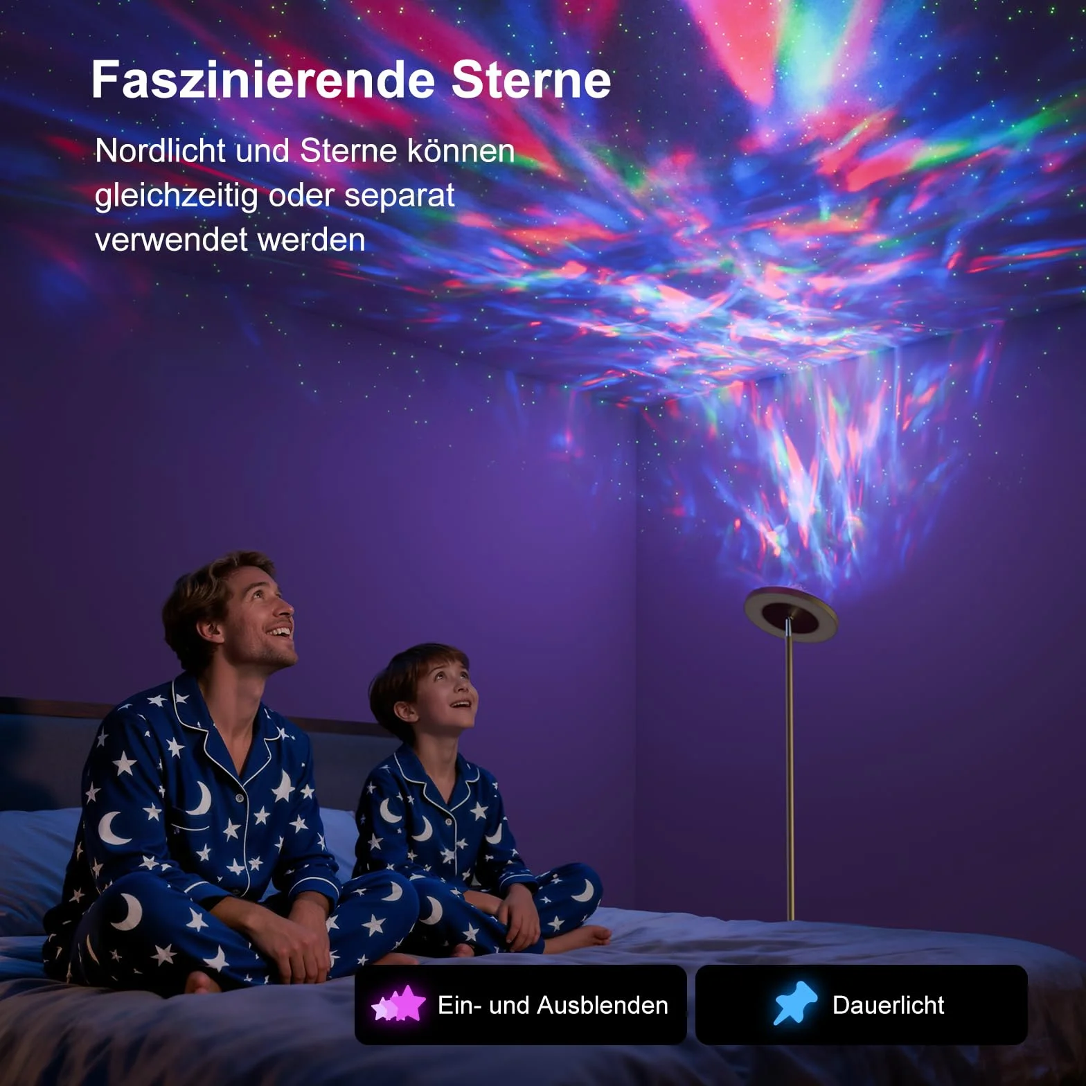 DUSKTEC Inteligentna Lampa PodłOgowa LED Do Salonu Z Pilotem | Projektor „GwieźDziste Niebo” I Lampa Do Czytania | Lampa PodłOgowa Z Funkcją śCiemniania I Timerem – Do Pokoju DziecięCego I Biura