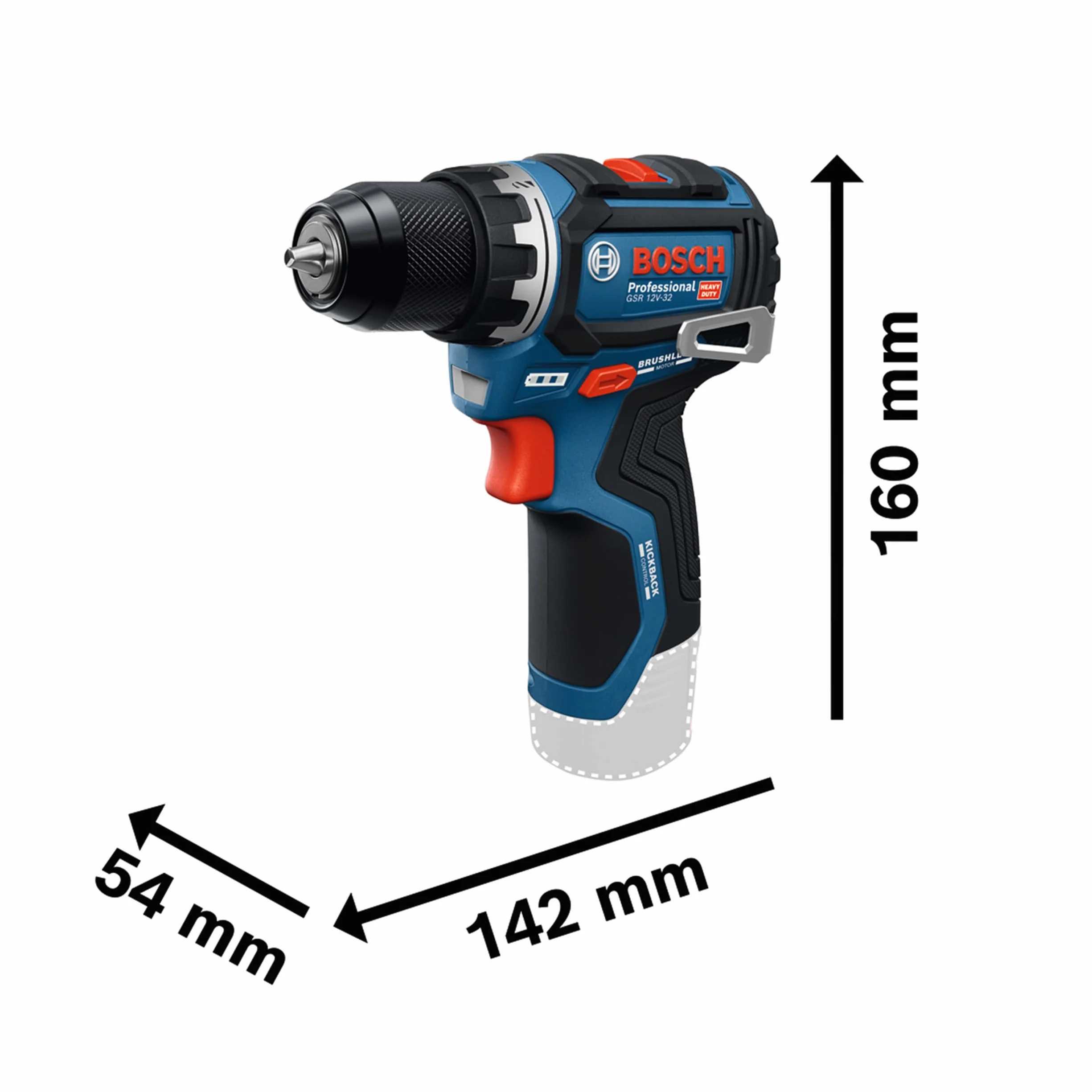 Bosch Professional 12V System Wiertarko-wkrętarka akumulatorowa GSR 12V-32 (Advanced KickBack Control, silnik bezszczotkowy)