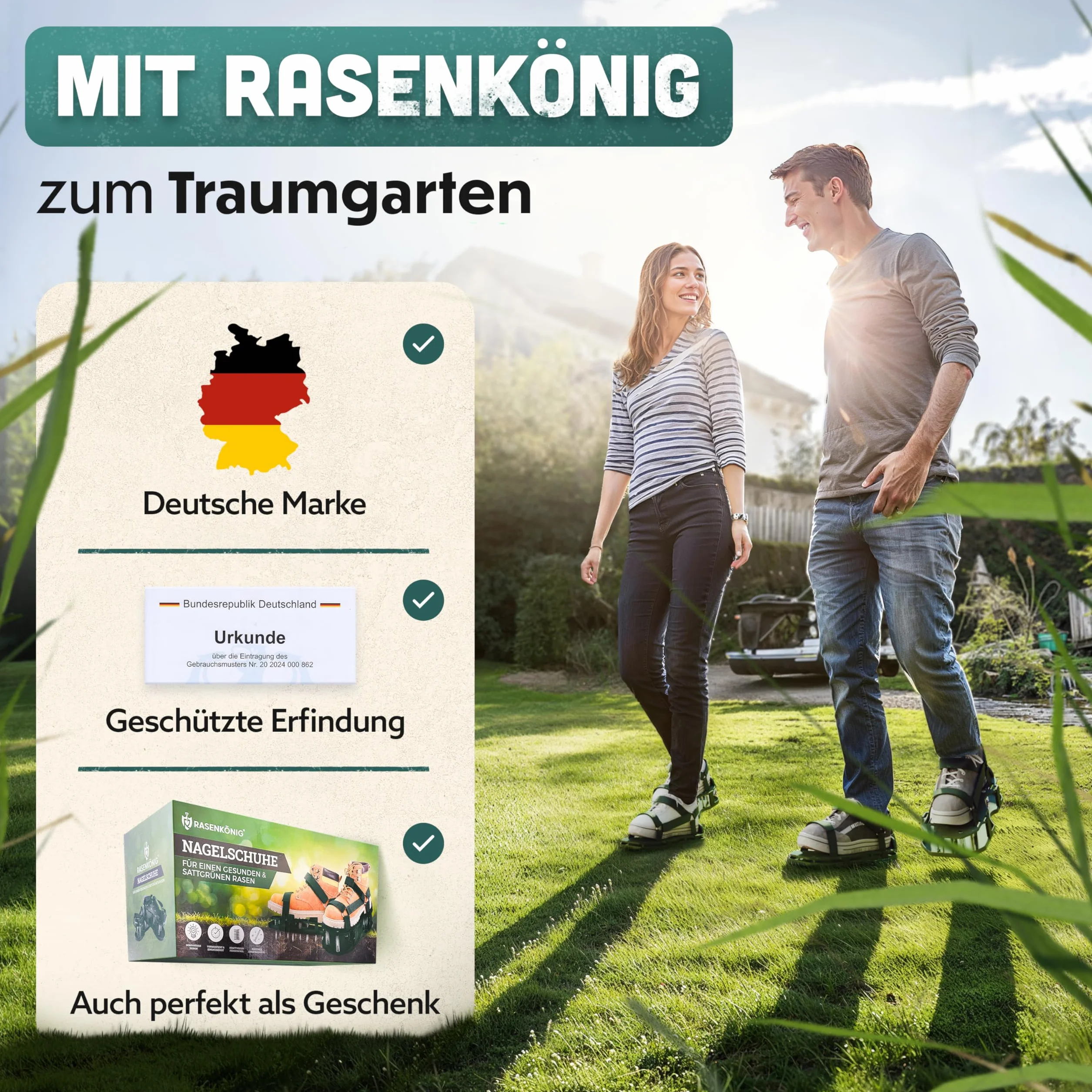 Nagelschuhe Pro | Aeratorzy do trawnika + buty do podłóg | Aerator i wertykulator do trawnika do wentylacji | Wysokiej jakości buty do trawnika do wentylacji i rozluźniania - wstępnie
