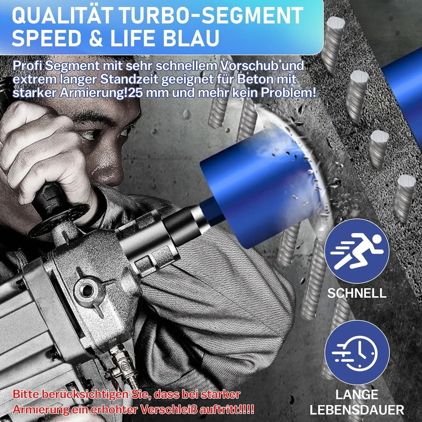 Diamentowa koronka wiertnicza pogłębiacz puszek do wiertarek rdzeniowych w zestawie 10 mm Turbo, L 460 mm | Ø 200 mm | adapter SDS-PLUS | 1 ¼ cala UNC | Wiertło rdzeniowe na mokro i sucho wiertło