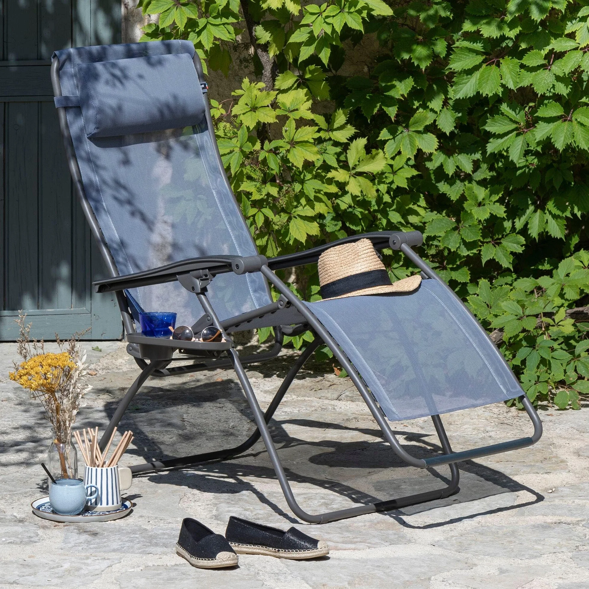 Lafuma MOBILIER Relaksyjny RSXA Clip, Batyline Ocean, stal tytanowa