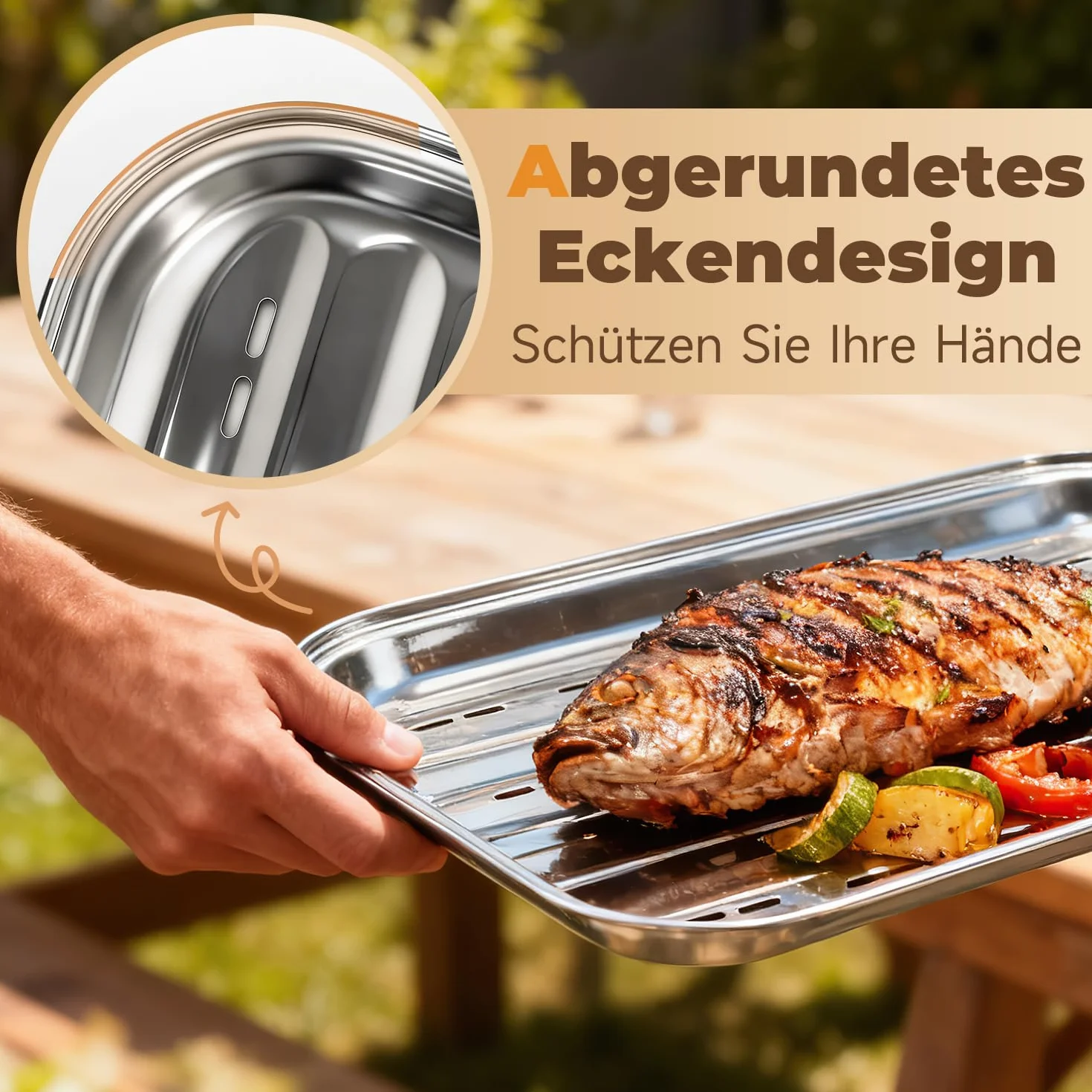tacki do grilla ze stali nierdzewnej 3 sztuki, tacka do grilla ze stali nierdzewnej z 1 szczypcami do grilla, 34,9x24,5x2,7 cm, srebrne tacki do grillowania warzyw, wielokrotnego użytku z