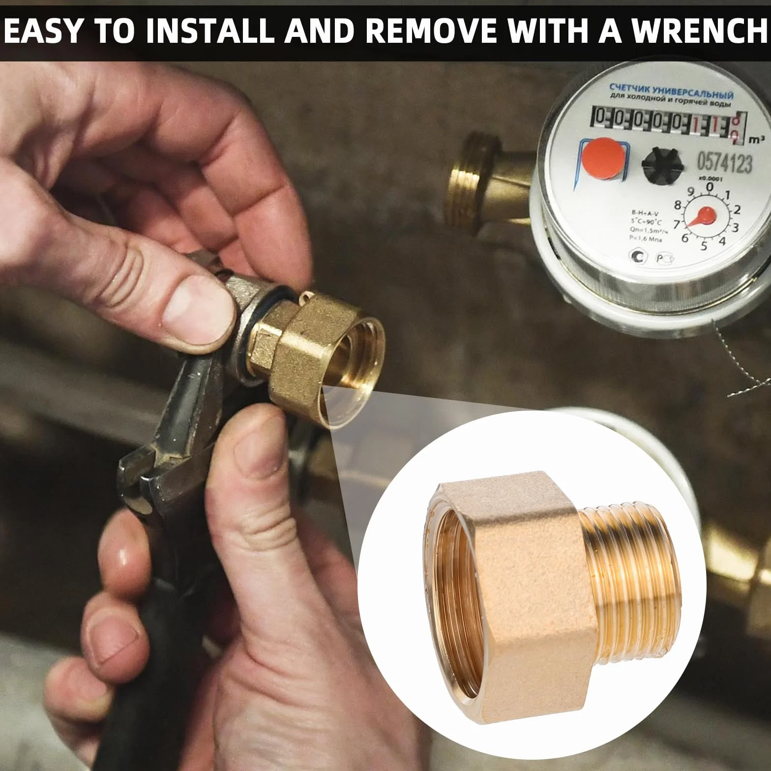 Redukcja 1/2 do 3/8 mosiężny reduktor z gumową uszczelką gwint wewnętrzny 1/2" na zewnętrzny 3/8" adapter do rur wodnych
