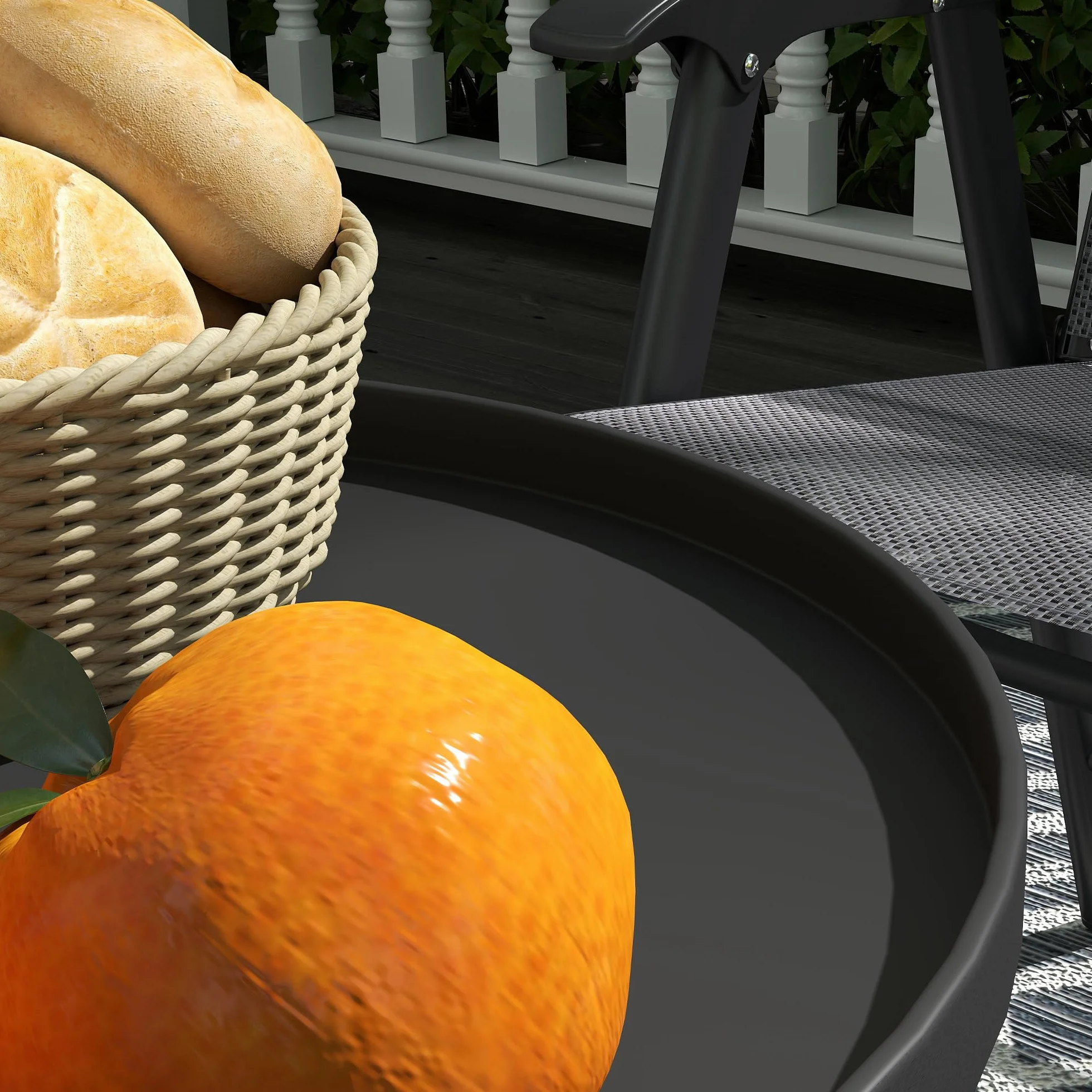 Outsunny Stolik pomocniczy do ogrodu, dwupoziomowy stolik balkonowy z podwyższonymi krawędziami, okrągły stolik kawowy, obciążenie 30 kg, Ø32 x 51H cm, stolik na balkon, taras, biuro, czarny