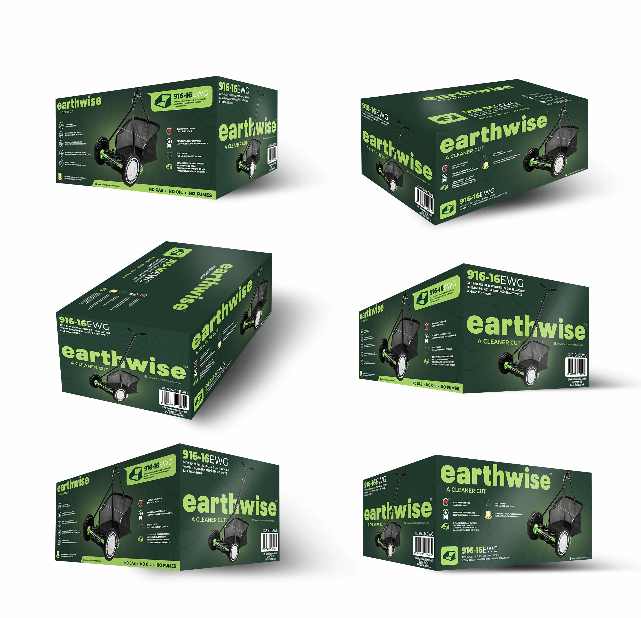 Kosiarka bębnowa Earthwise 916-16EWG – 16" z koszem na trawę z 9 nożami