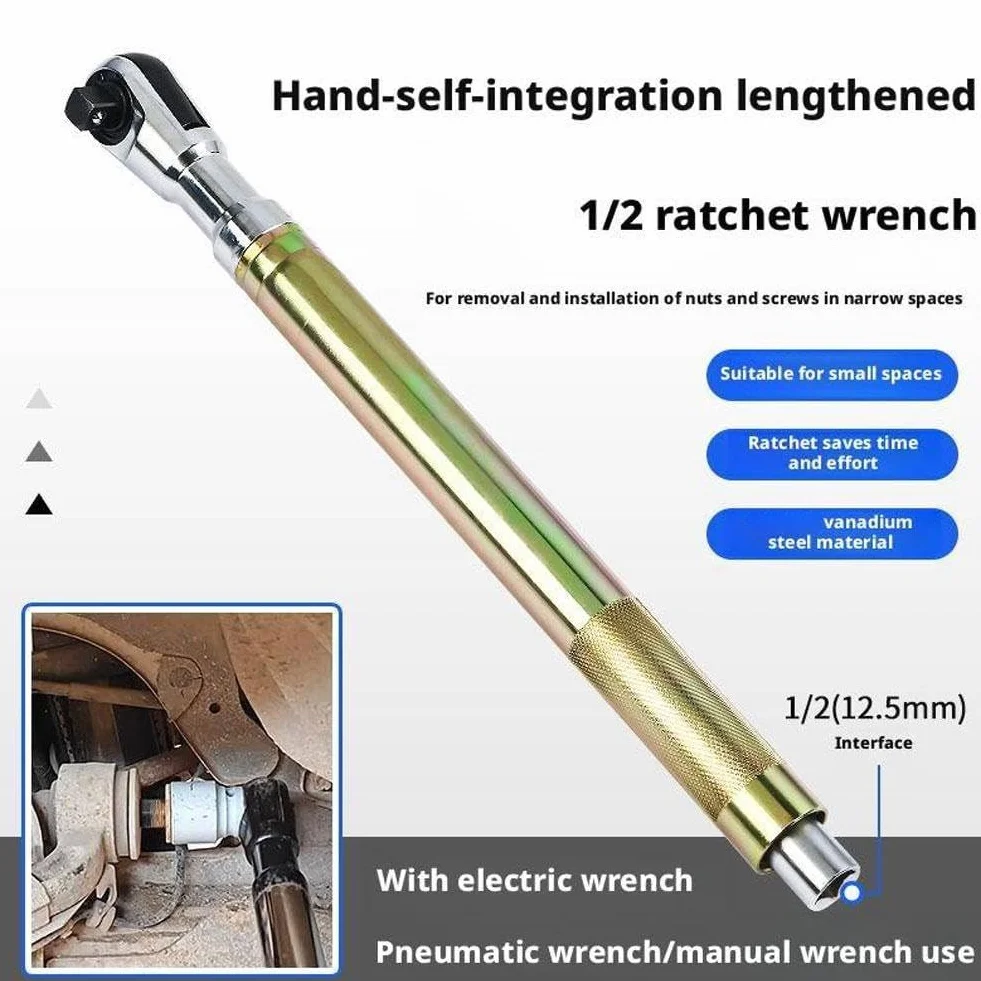 Przedłużany Klucz Grzechotkowy 1/2" Do Adaptera Wiertarskiego,Z Uniwersalnymi Adapterami Napędu Kwadratowego 3/8",1/4", Wielofunkcyjny Zestaw Kluczy Grzechotkowych Z Szybkim Zwalnianiem