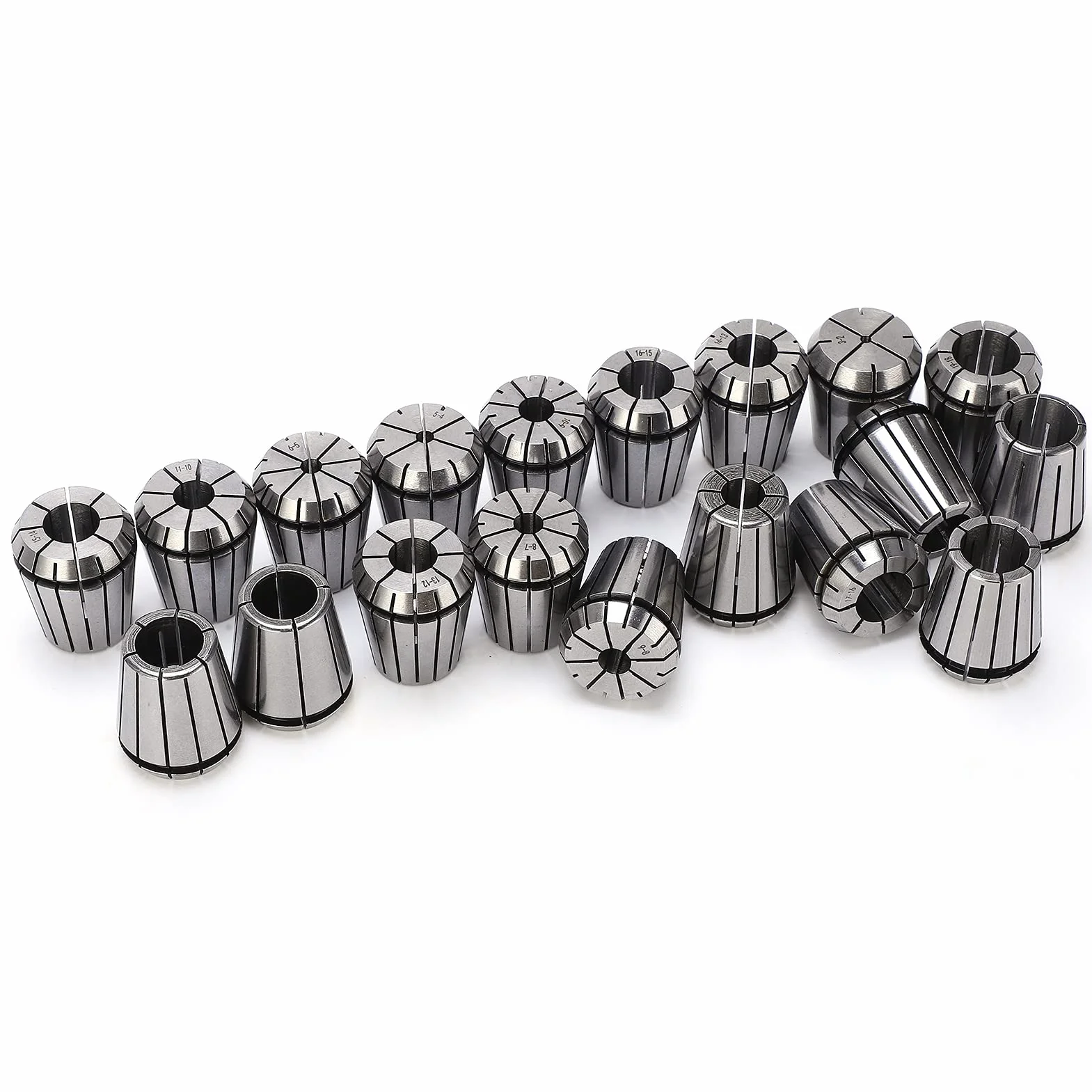 ER32 zestaw tulei zaciskowych, 19-częściowy, tuleje zaciskowe sprężynowe 2-20 mm ze stali węglowej, do grawerowania CNC, frezarki, uchwytu narzędziowego