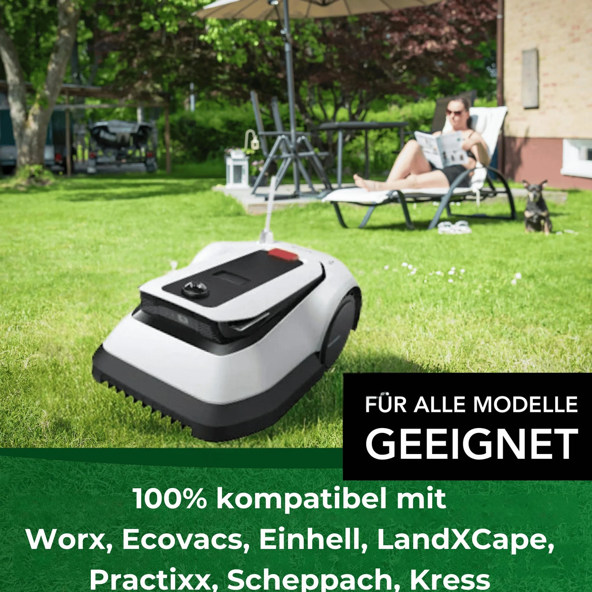 30 ostrzy zamiennych, kompatybilnych z Worx Landroid, Ecovacs Goat, LandXCape, Practixx, Scheppach, Kress, ostrza robotami koszącymi LongLife [1 otwór, odporne na pękanie]