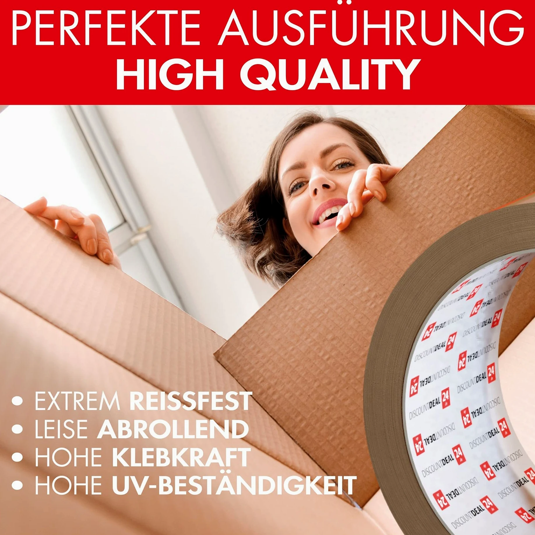LILENO HOME Taśma klejąca brązowa 50 mm x 66 m [72 rolki] cicho rozwija się – taśma klejąca do pakowania w kolorze brązowym – szeroka taśma do pakowania w zestawie – brązowa taśma do pakowania w