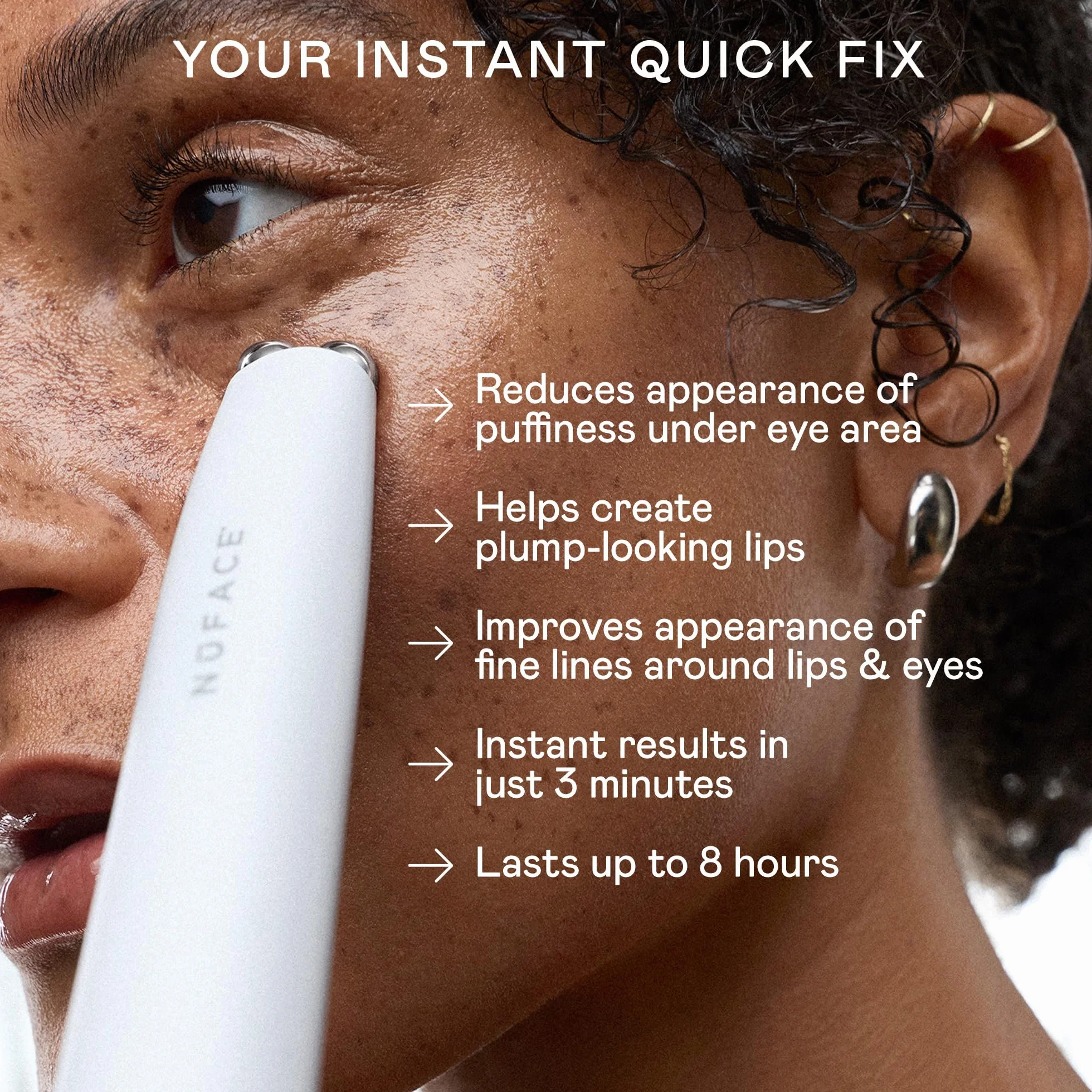 NuFACE FIX MicroWand - urządzenie mikroprądowe + aktywator serum do leczenia linii czoła, kurzych łapek, pod oczami, linii uśmiechu i pełniej wyglądających ust