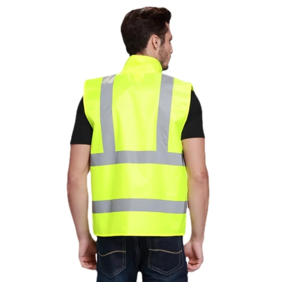 Kamizelka Wysoka Widoczność Zimowa Kamizelka Odblaskowa Do Biegania W Nocy Kamizelka Odblaskowa Na Placu Budowy Kamizelka Ostrzegawcza(Large)