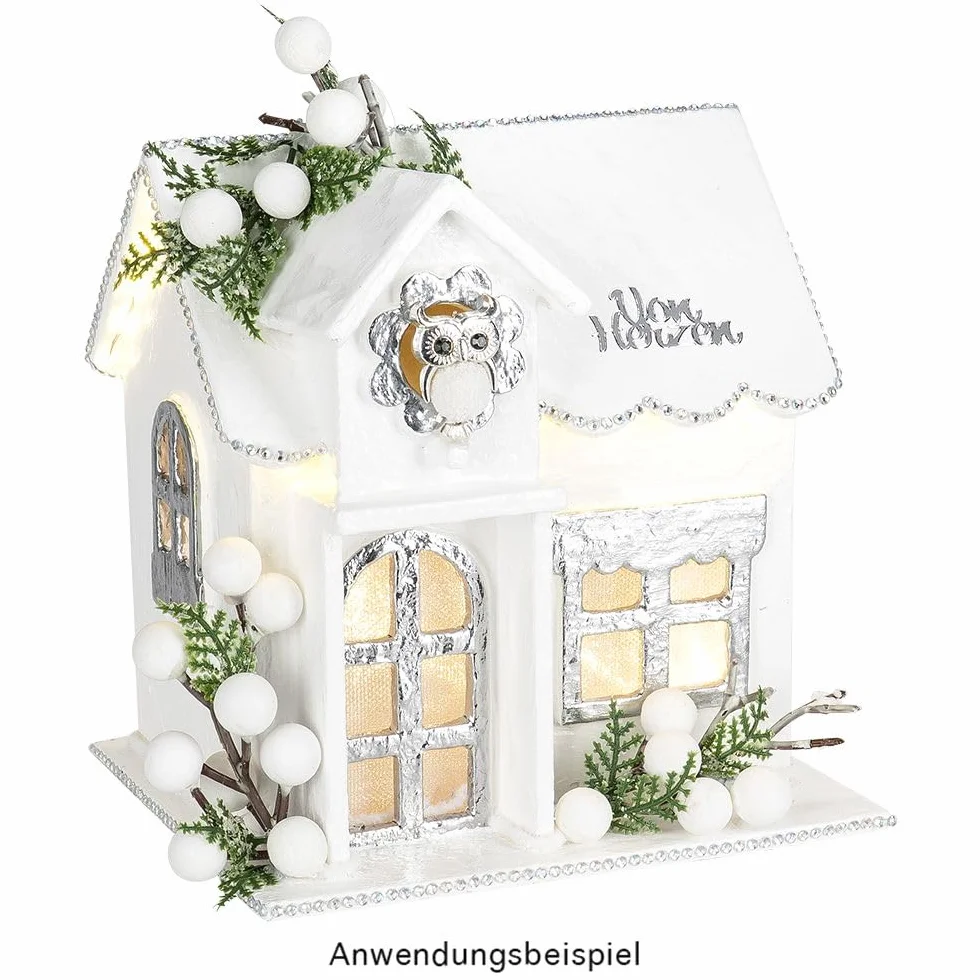 Ideen mit Herz Dekoracyjny dom z drewna | naturalny | z otworem na oświetlenie | domek świetlny "zrób to sam" | 15,5 cm x 13 cm x 16,1 cm | miniaturowy domek ze sklejki | puste miejsce do malowania
