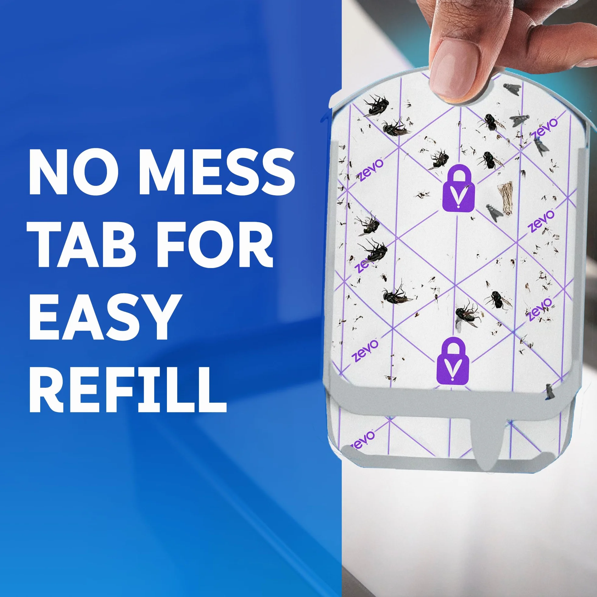 Zevo Wkład do latającej pułapki na owady – do ZEVO MAX i standardowej pułapki na muchy do użytku wewnątrz – łapanie muszek domowych i owocowych – łatwe w użyciu – usuwanie bez bałaganu (4 wkłady