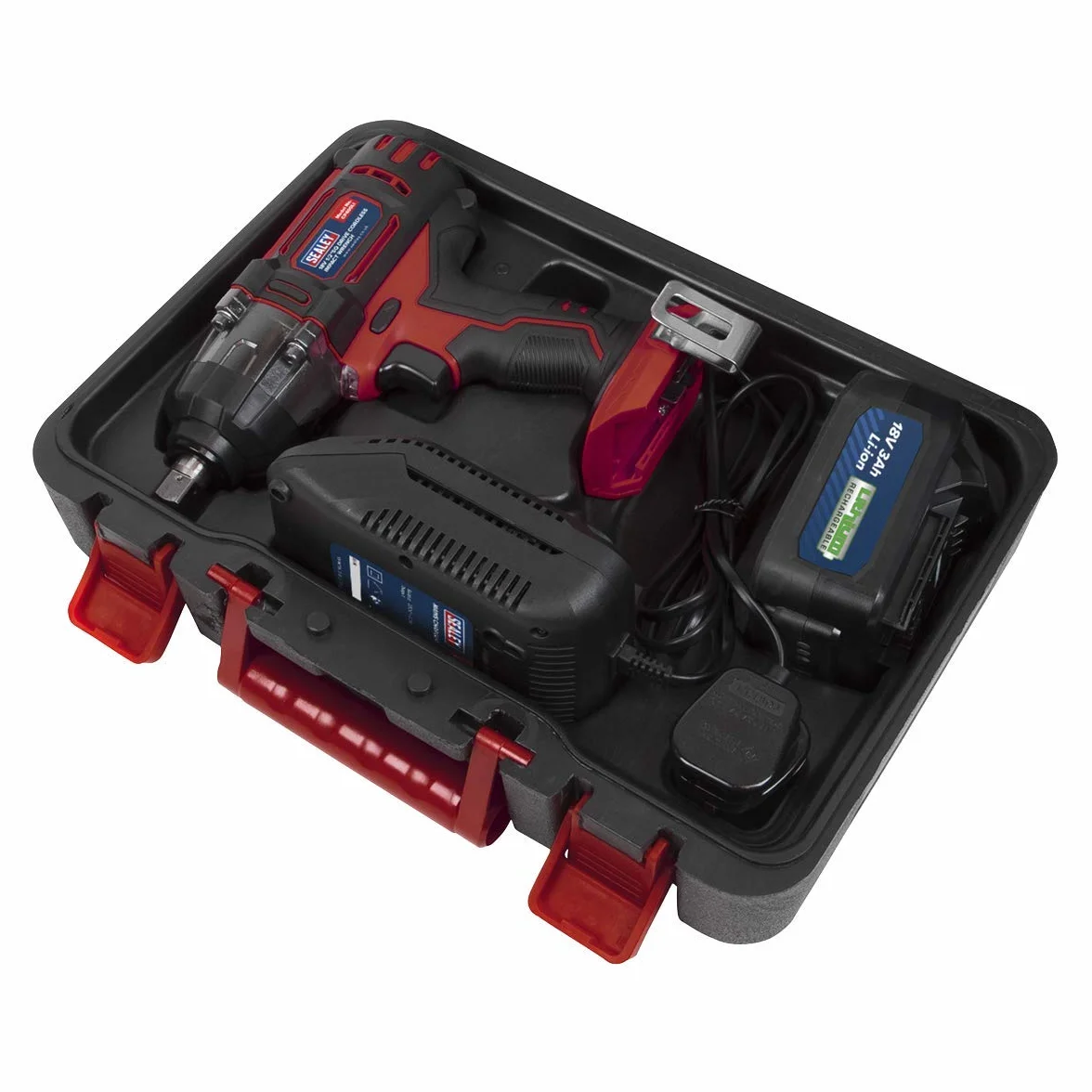 Sealey Bezprzewodowy klucz udarowy 18V 1/5.1 cm Sq Drive - czerwony