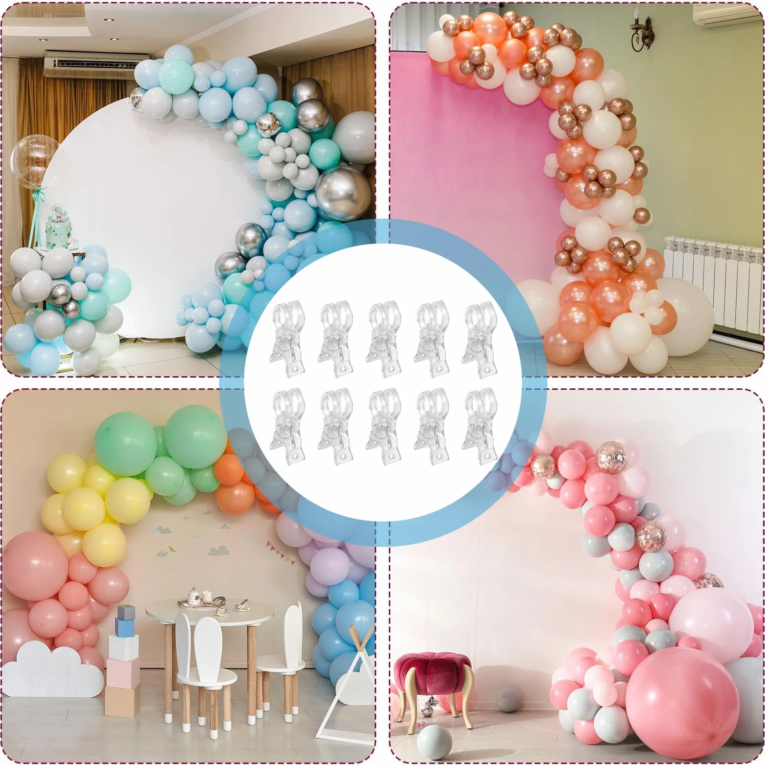 Balon Łuki Klipsy, 10 szt. Balony Wytrzymałe Zaciski Sprężynowe Plastikowe Zaciski Na Urodziny Ślub Wsparcie Tło Fotografia Rzemiosło