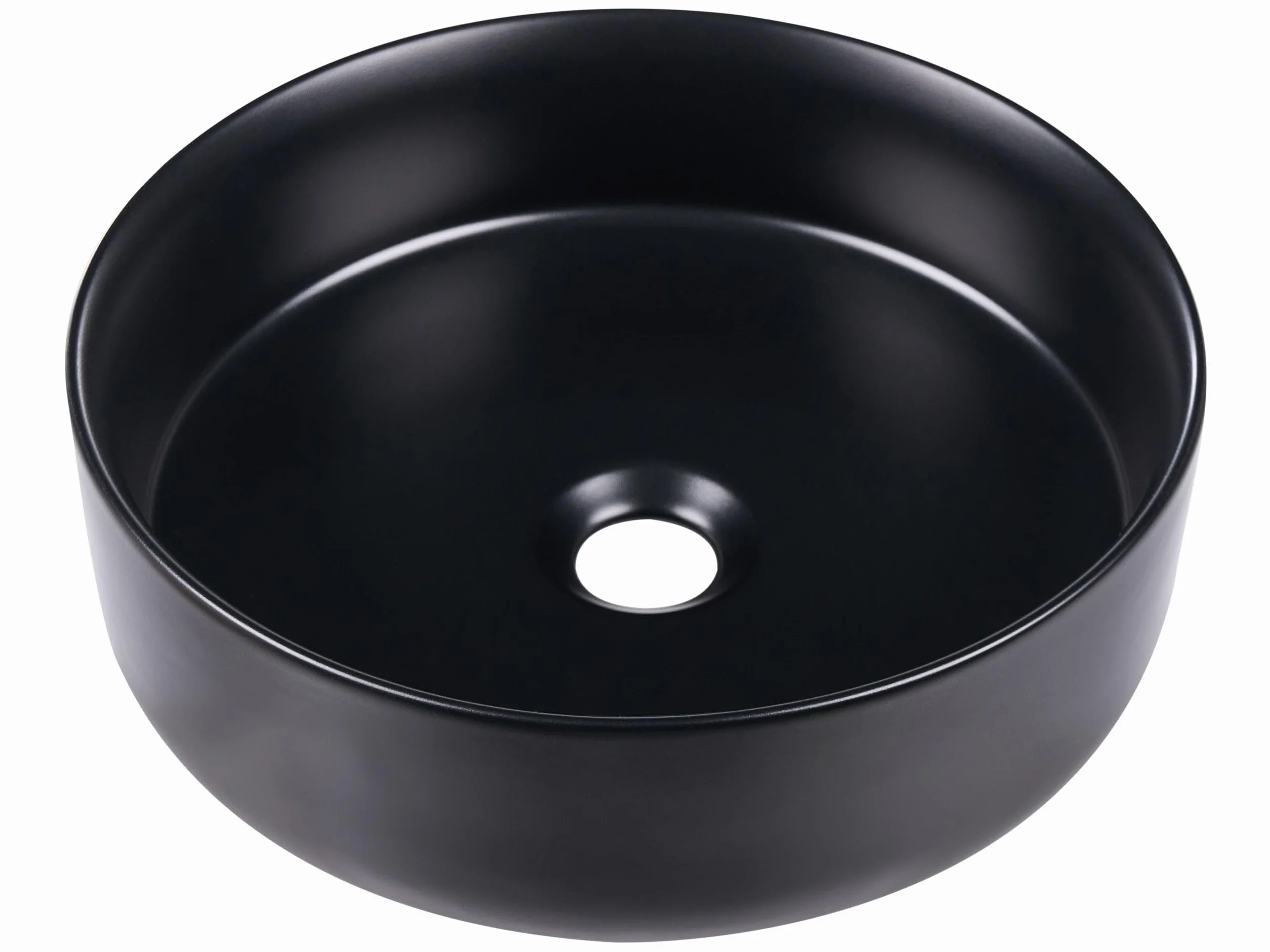 Umywalka łazienkowa nablatowa ceramiczna połyskująca okrągła 40 cm czarna Tebar