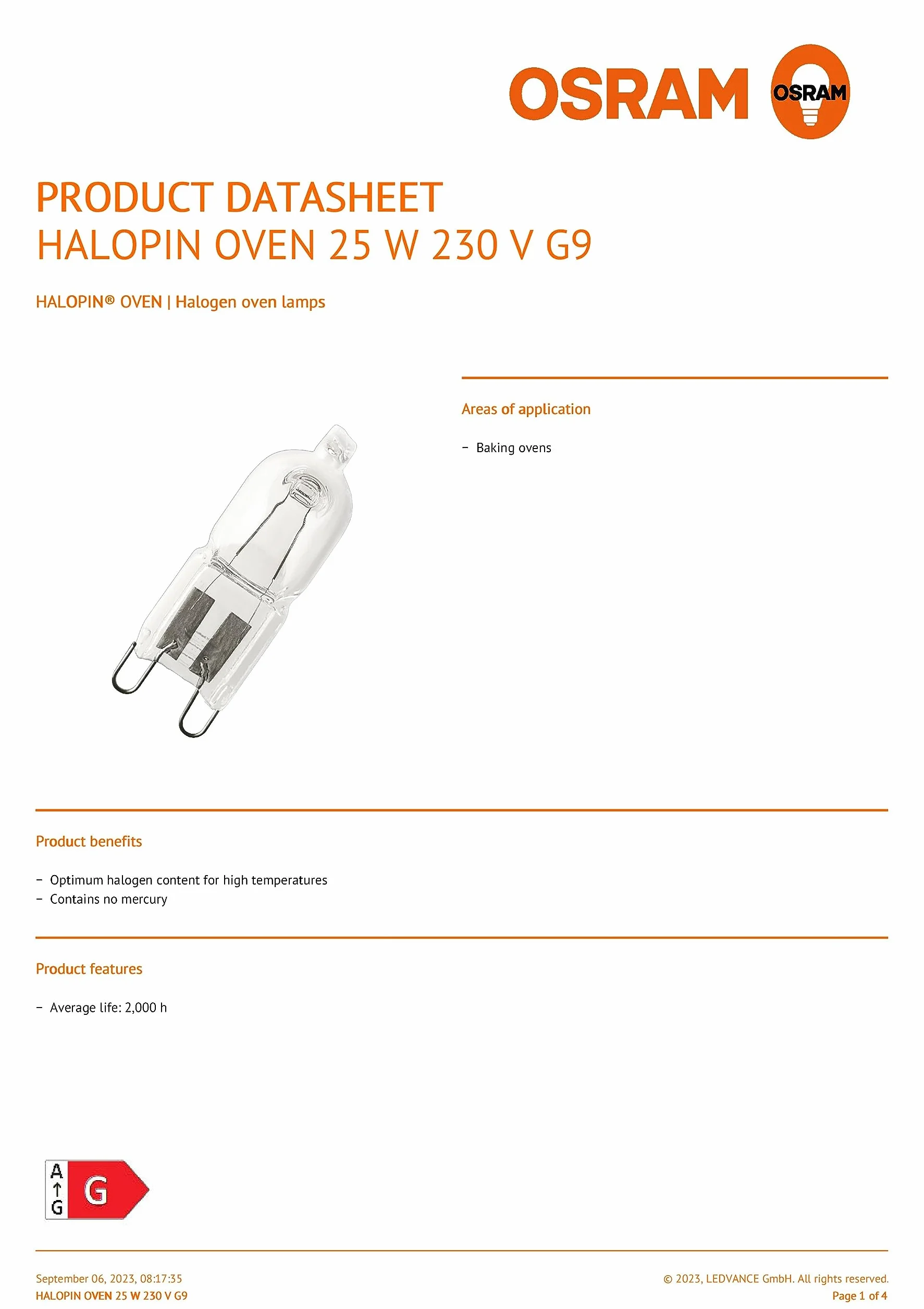 2X OSRAM OVEN HALOPIN 25W G9 HALOGEN CAPSULE BULB 230//240V
