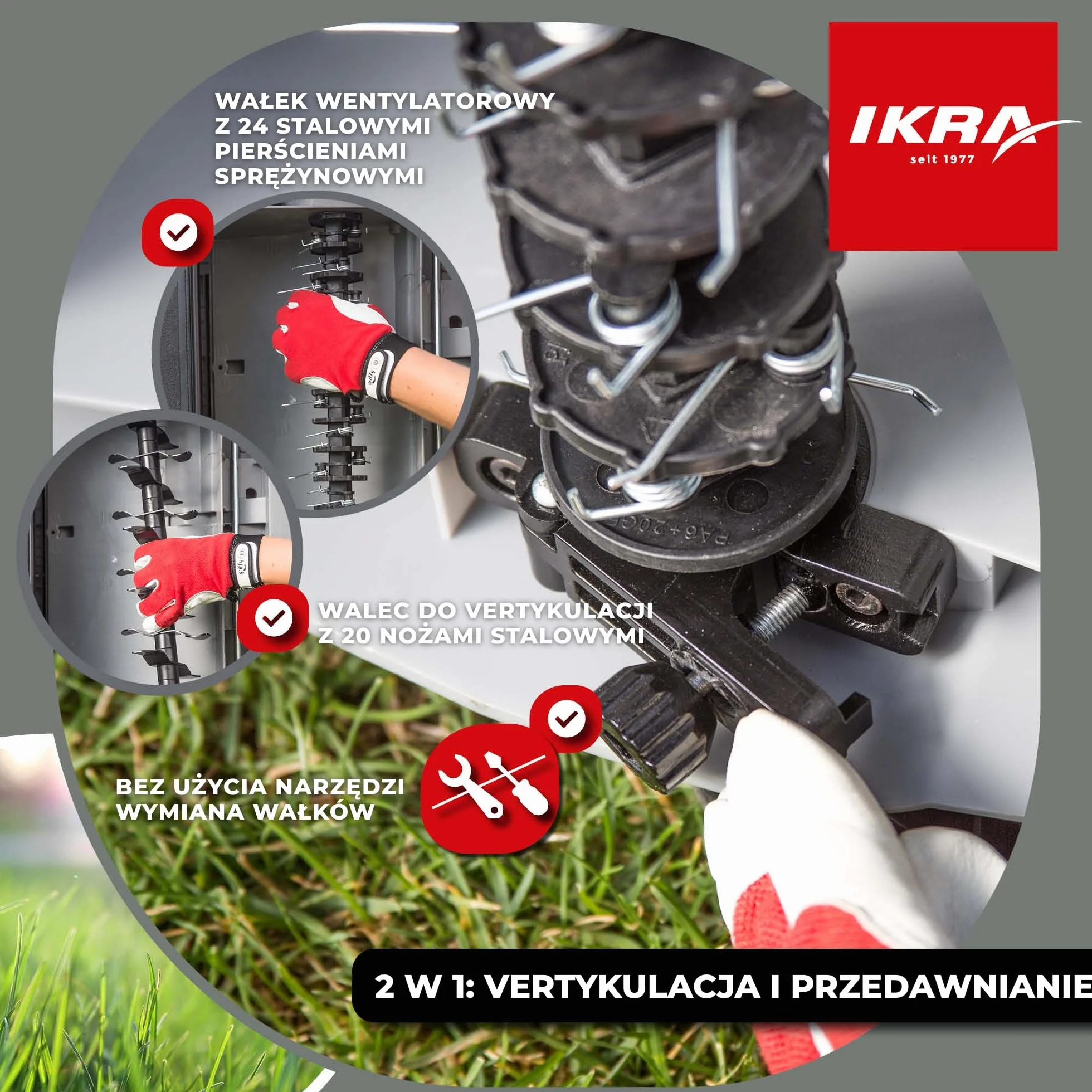 IKRA IEVL 1840 Aerator Wertykulator elektryczny 1800W 40cm 55l
