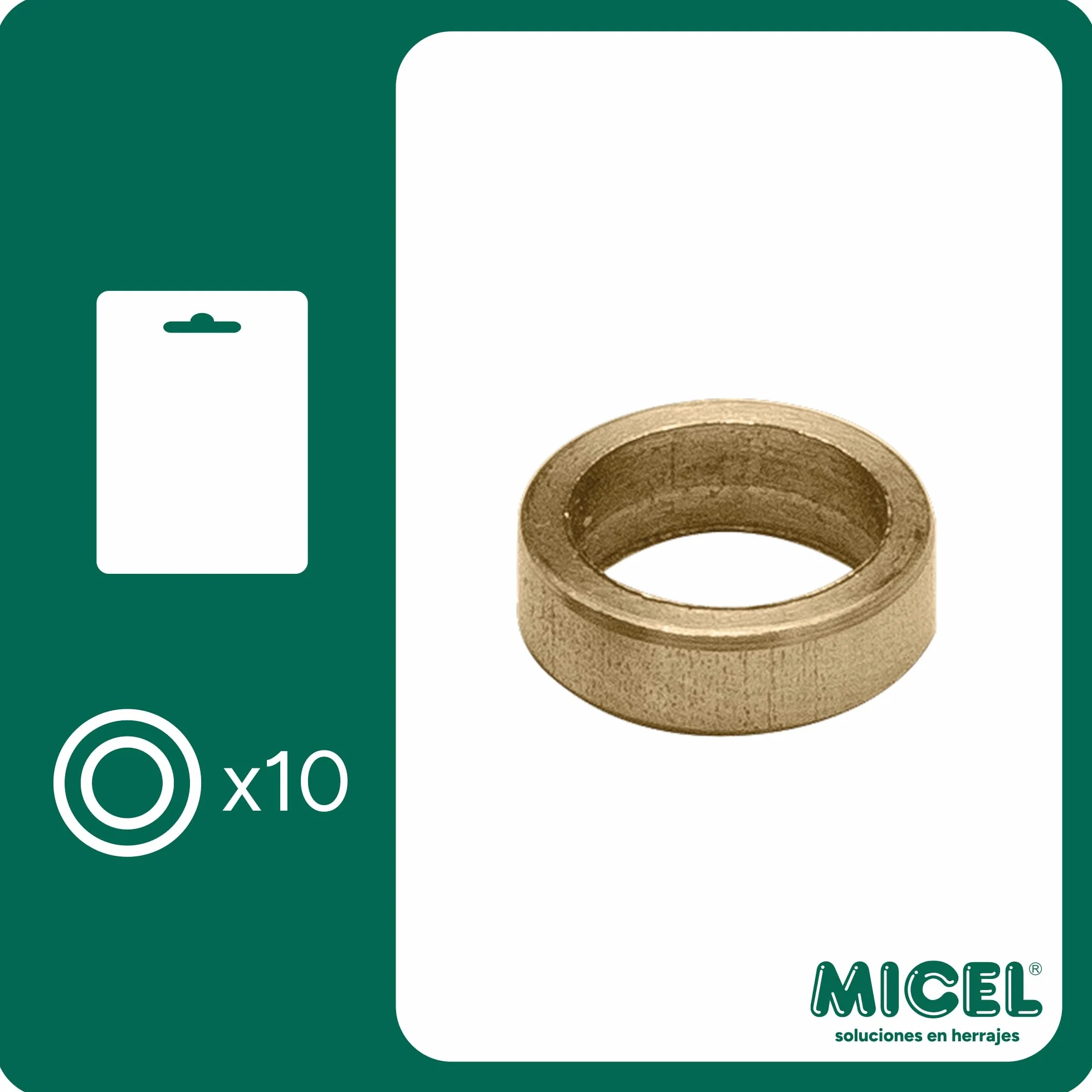 MICEL - 90721 - Owałki do drzwi stalowych, podkładka do zawiasów, wykończenie mosiężne, 10 sztuk, 10,5 x 10,5 x 3 mm