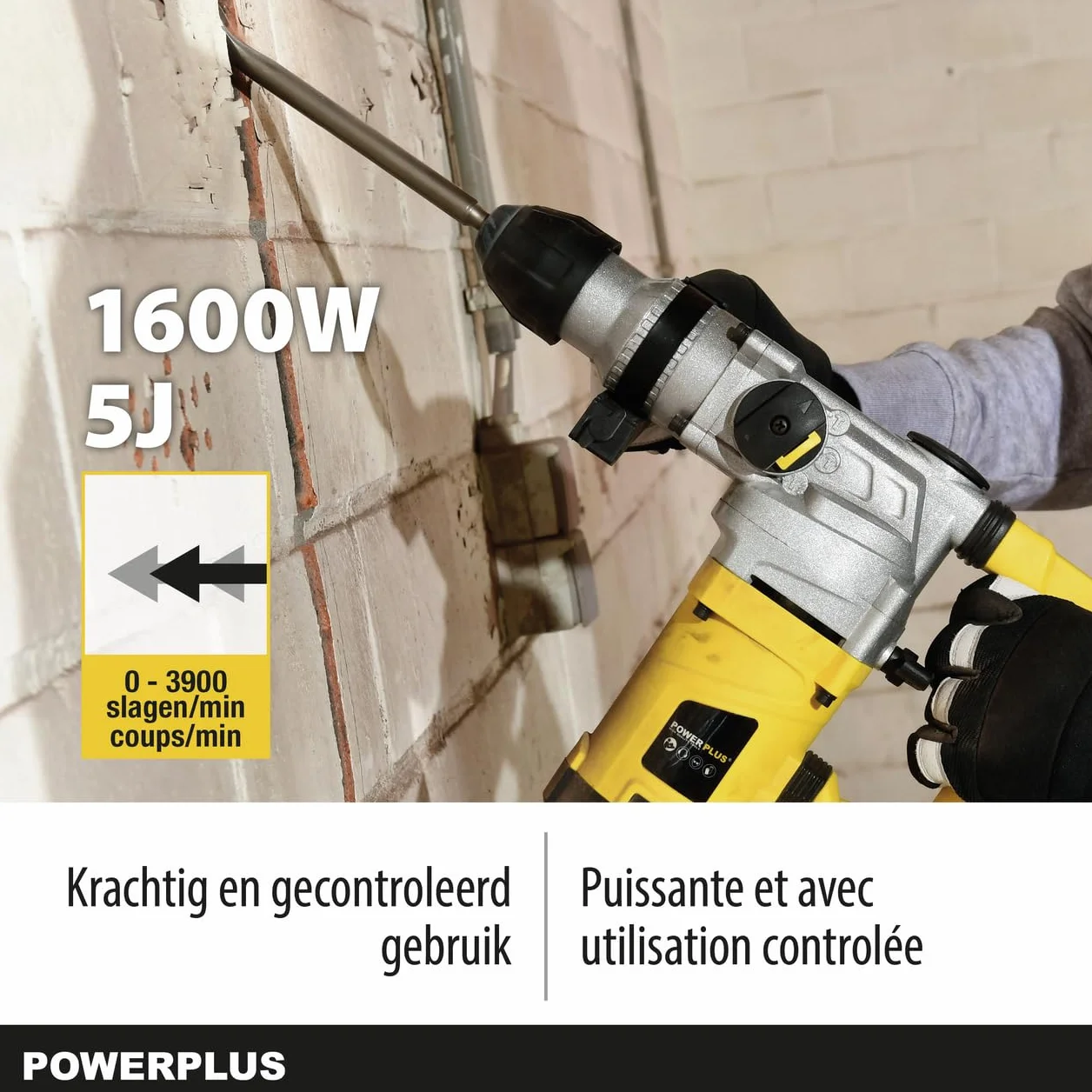 Powerplus POWX1175 wiertarka kombi do wiercenia, dłutowania i młotkowania – wiertło kombi do betonu, muru i drewna, w zestawie z walizką i akcesoriami, takimi jak dłuto i wiertło