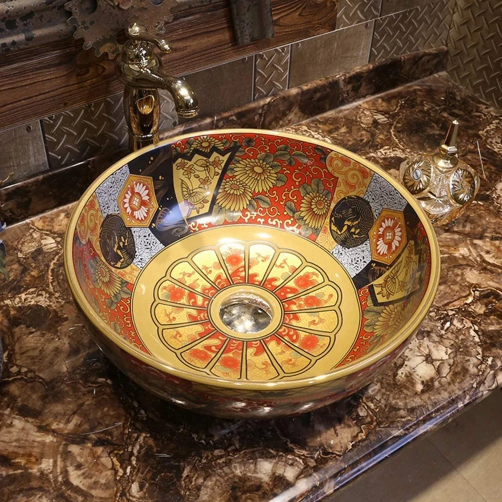 Ceramiczna Umywalka Łazienkowa Nablatowa, Umywalka Nablatowa Do Łazienki, Sztuka Ogrodowa W Stylu Vintage, Umywalka Nablatowa, A40*15 Cm, A40*15 Cm