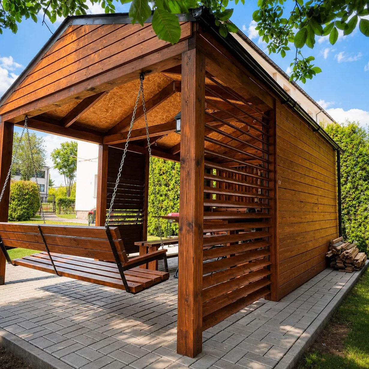 Prestige Ostaszewska system ruchomych deseczek do ogrodu na 11 lameli | 100 cm | Brązowy | Zestaw do żaluzji i rolet | System rolet tarasowych, ruchome panele, stal ocynkowana