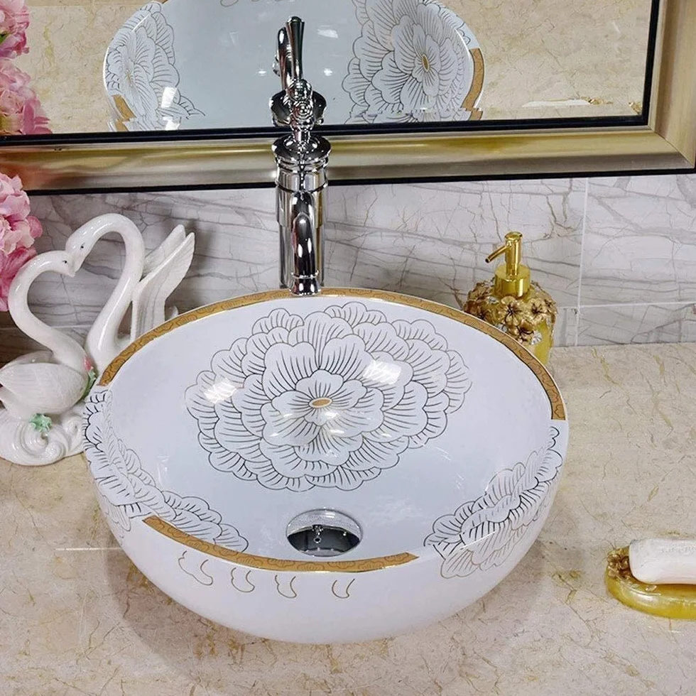 Szafka Pod Umywalkę Z Umywalką, Umywalka Nablatowa, 12-Calowa Okrągła Umywalka Ceramiczna Z Porcelany, Amerykańska Biała Umywalka Nablatowa