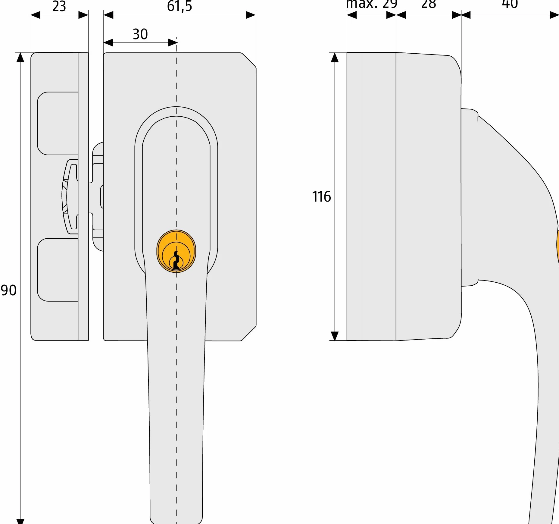 ABUS Dodatkowy bezpiecznik okienny FO500N AL0089 - zamek okienny z cylindrem ciśnieniowym, równocześnie zamykający - poziom bezpieczeństwa ABUS 10-71328 - biały