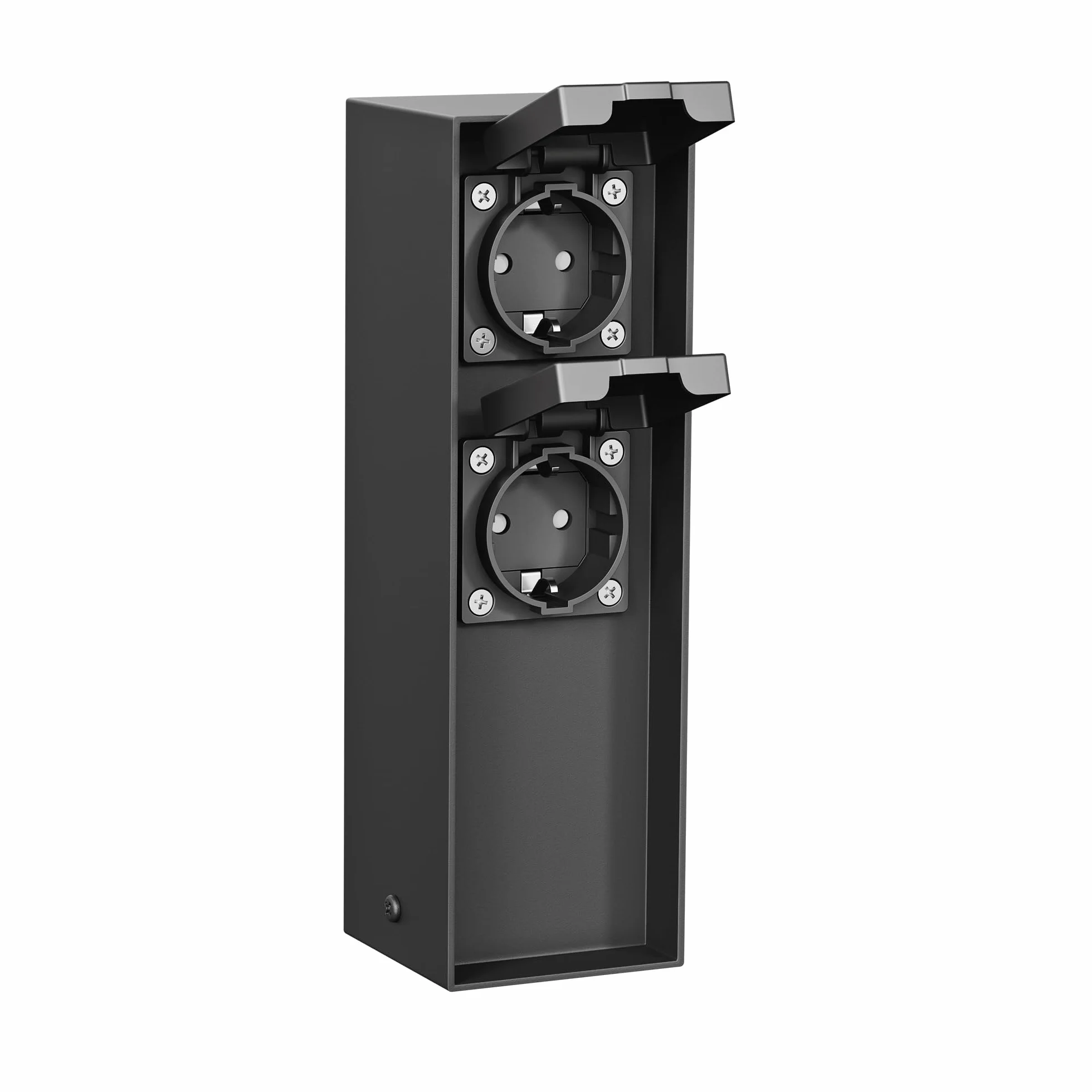 ledscom.de Gniazdo ogrodowe POKU IP44 2-drożne czarne kwadratowe 23cm