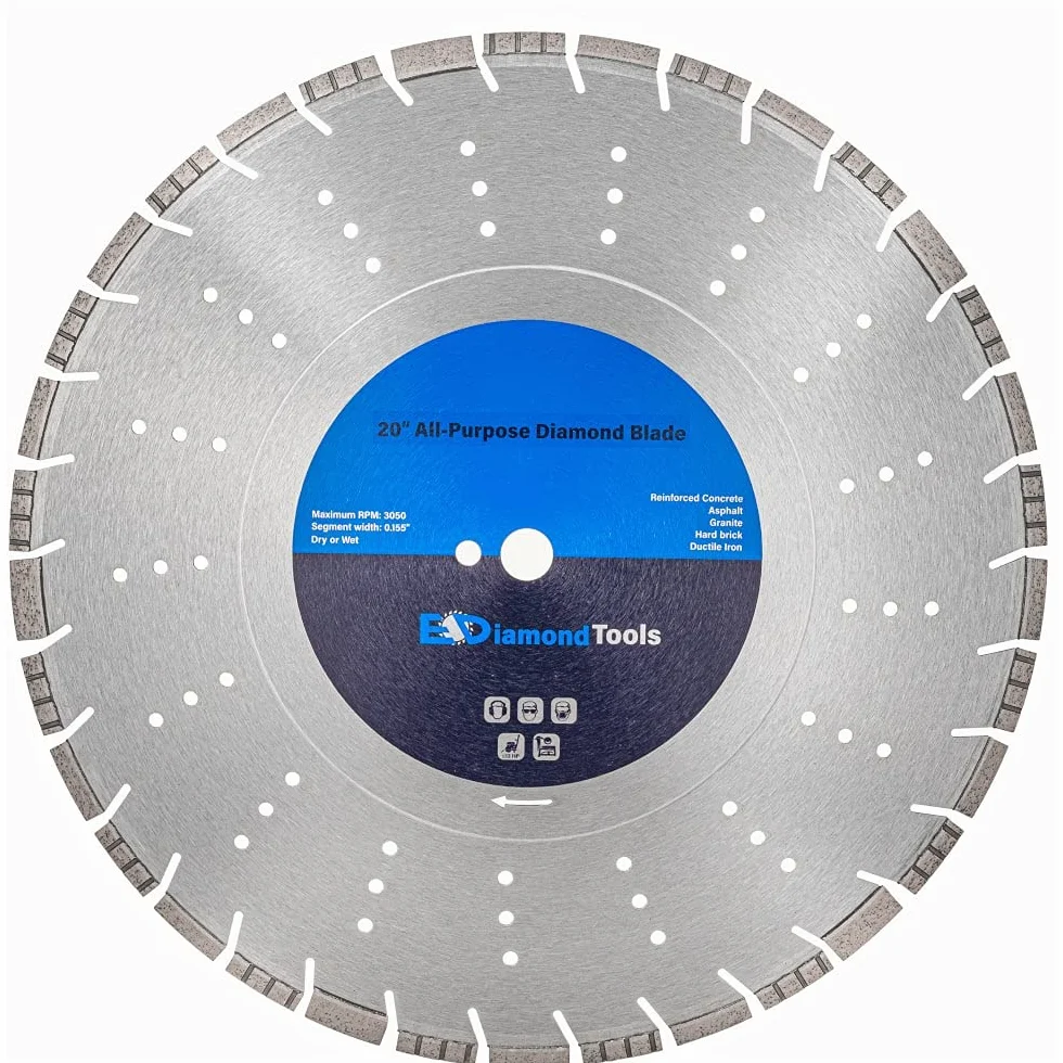 50 cm uniwersalne diamentowe brzeszczoty do twardego/zbrojonego betonu, asfaltu, granitu, lastryko, rur z żeliwa sferoidalnego, głębokość cięcia 7-5/20.3 cm, trzpień 2,5 cm