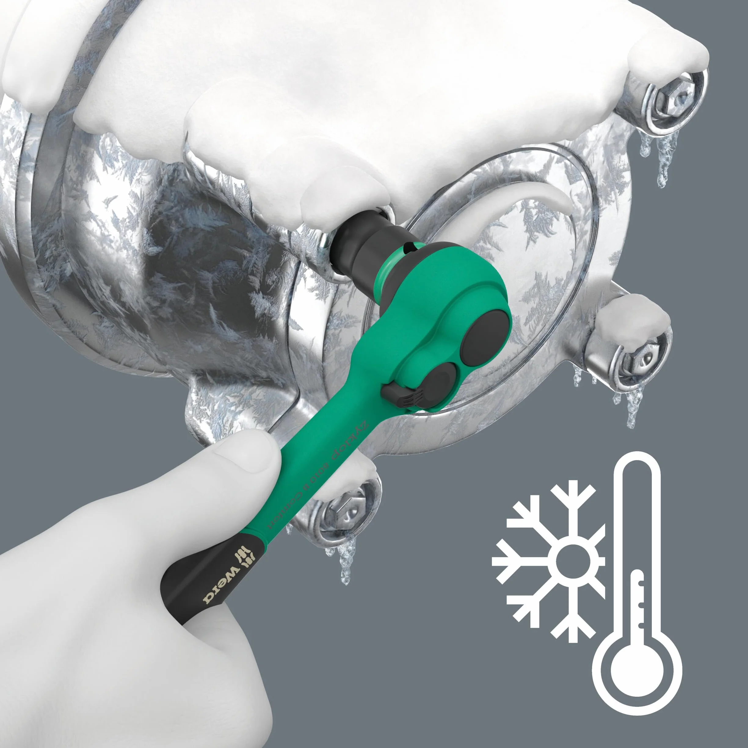 Wera Zyklop Comfort 0500531001 8100 SB 13 Zyklop Comfort zestaw grzechotek, dźwignia przełączająca, napęd 3/8", calowa, 11-częściowy
