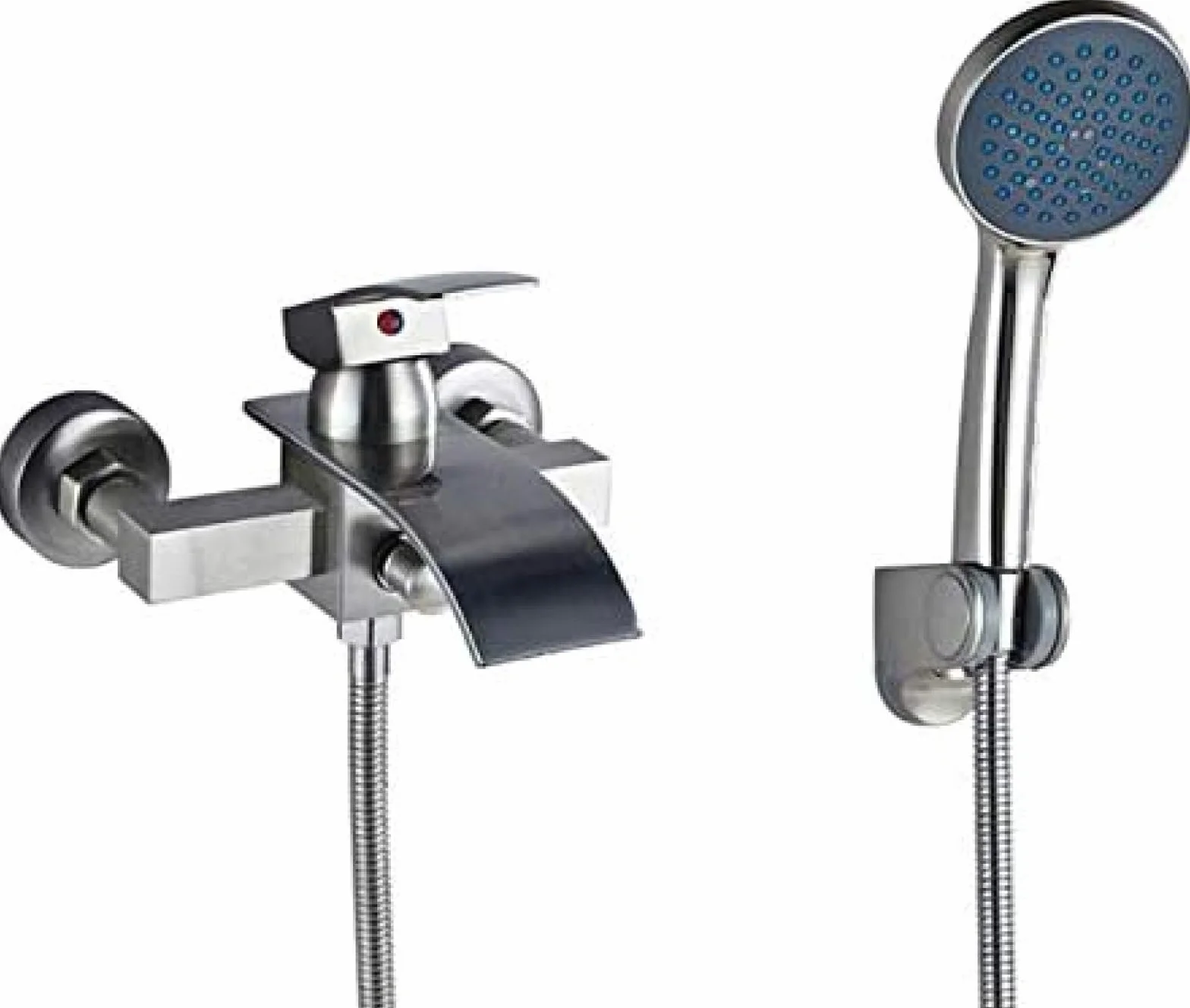 Bateria wannowo-prysznicowa, bateria wodospadowa, bateria jednouchwytowa, bateria mieszająca, szczotkowany nikiel, ABS, prysznic ręczny, baterie wannowe i prysznicowe