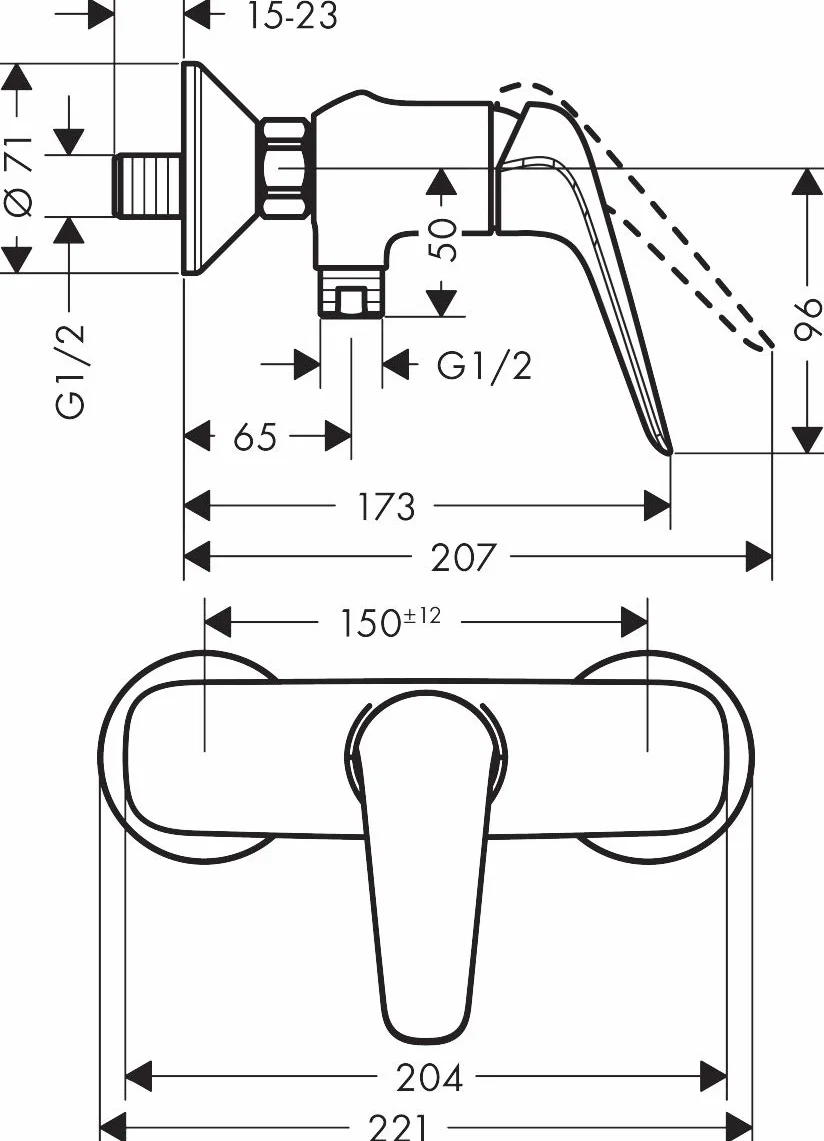 hansgrohe Novus Jednouchwytowa bateria prysznicowa montaż natynkowy chrom