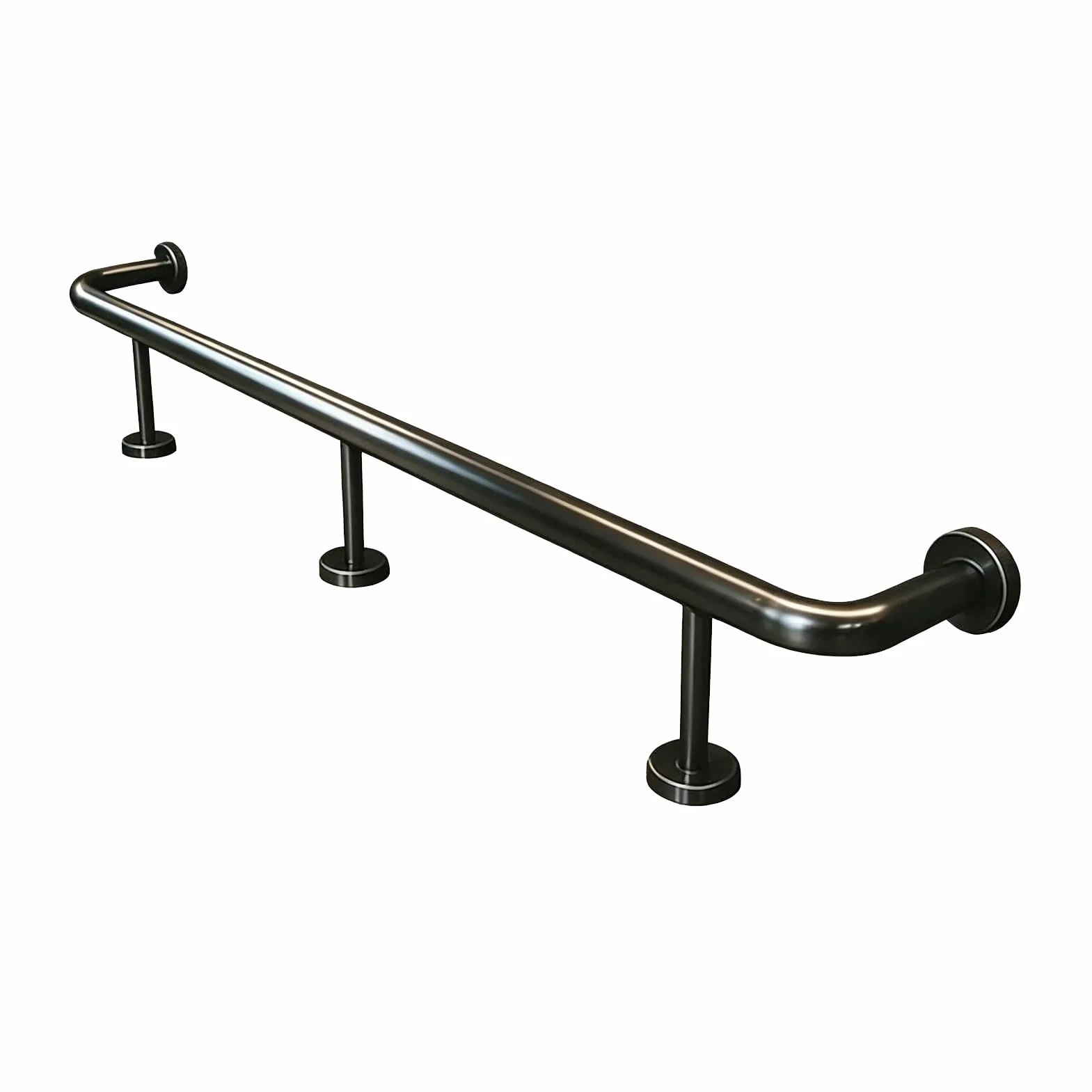 inless Zestaw balustrad stalowych, 5ft / 152 cm, czarna szyna nożna z akcesoriami do wewnątrz, na zewnątrz, pub, kuchnia, pojemność 150 kg