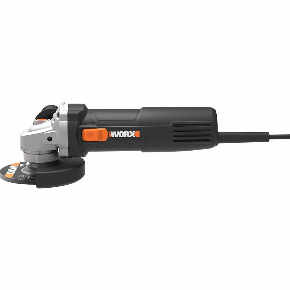 WORX WX717 szlifierka kątowa 750 W – prędkość obrotowa biegu jałowego 11000/min – średnica tarczy 115 mm – większy komfort użytkowania dzięki dodatkowemu uchwytowi – trwała i odporna