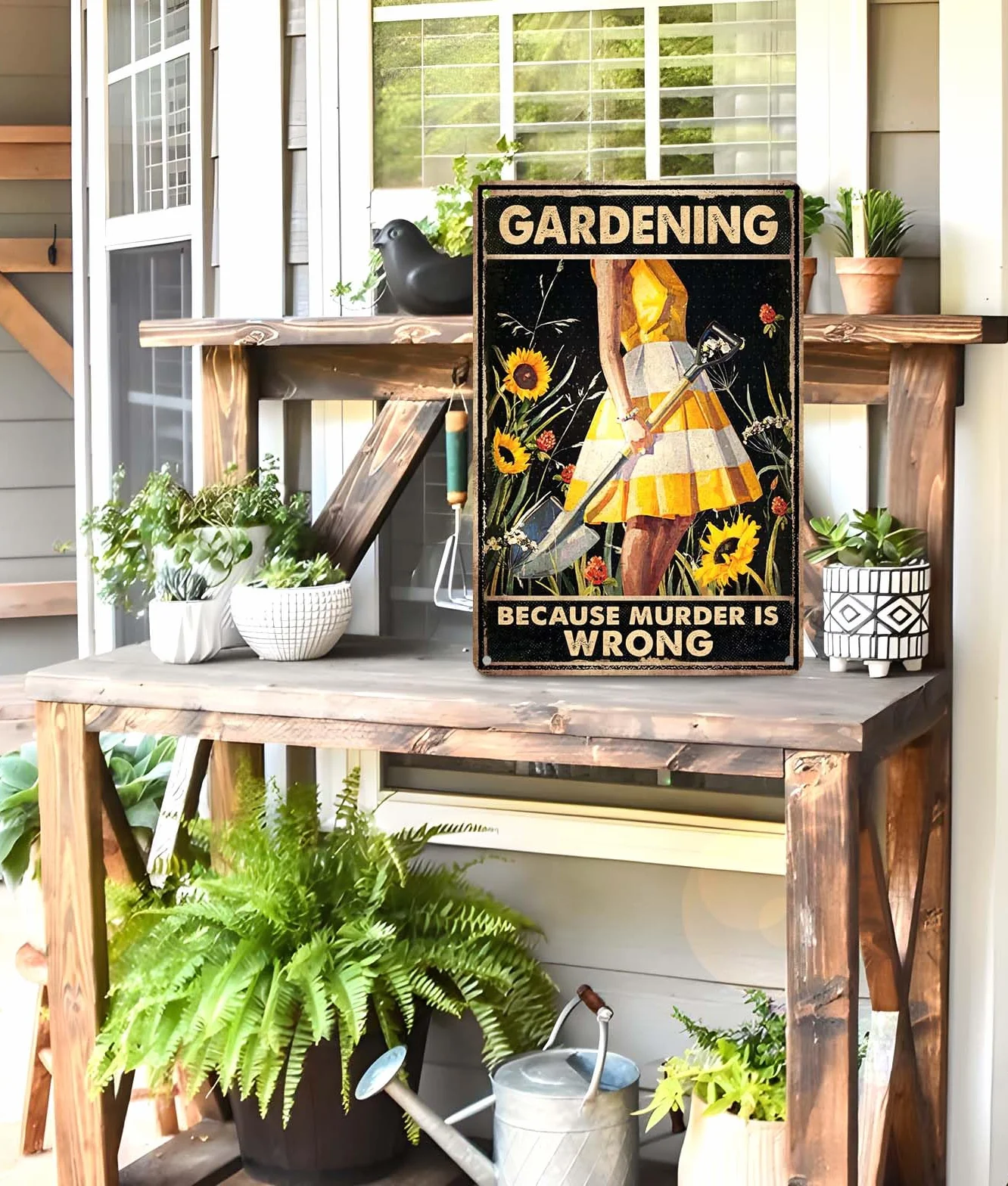 Funny Garden Decor Metal Sign Outdoor 12" x 8" Gardening Gifts