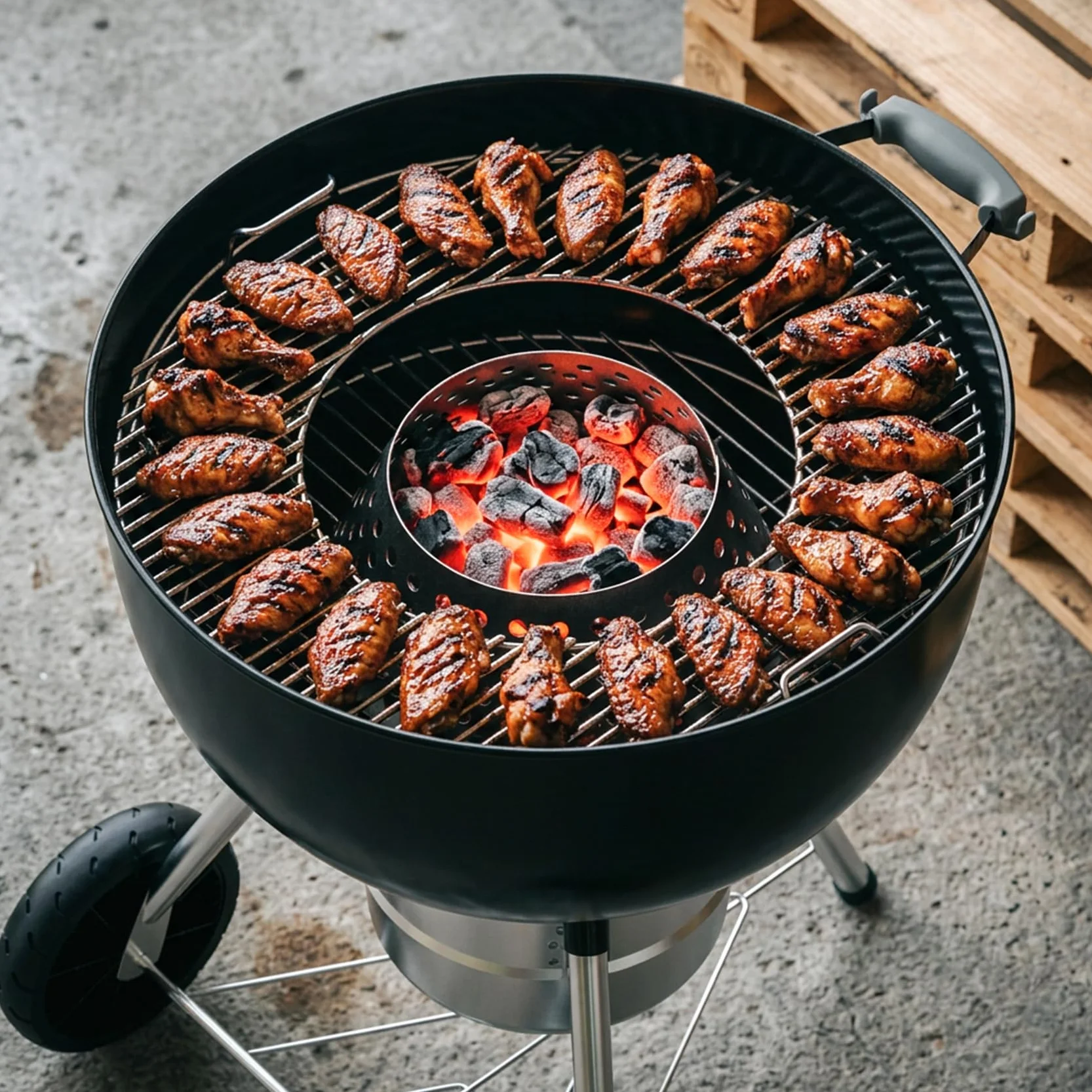 onlyfire Kosz na węgiel drzewny ze stali nierdzewnej do Weber 57/67 cm i WSM, Big Green Egg, Kamado Joe