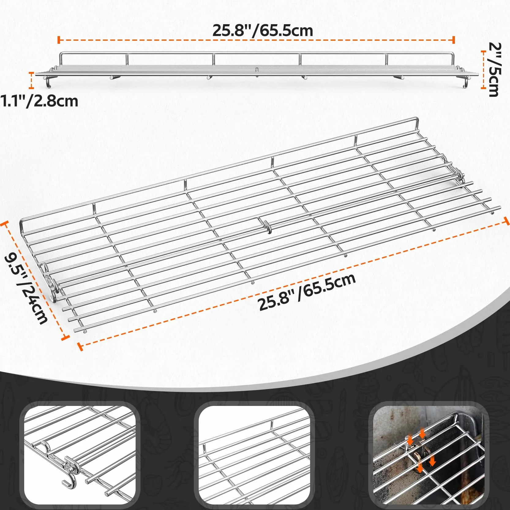 onlyfire Kratka do podgrzewania do grilla gazowego Weber Genesis II 65,5 cm stal nierdzewna
